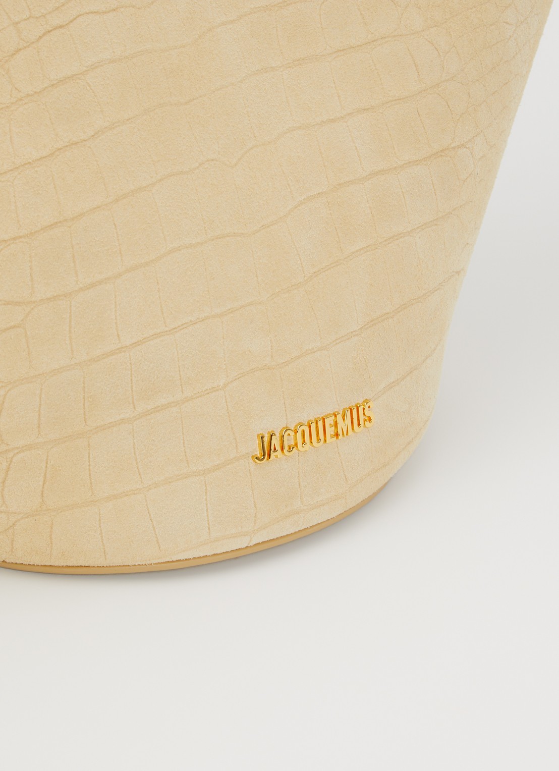 Jacquemus Le Bambola schoudertas van kalfssuède met crocostructuur - detail 4 beige