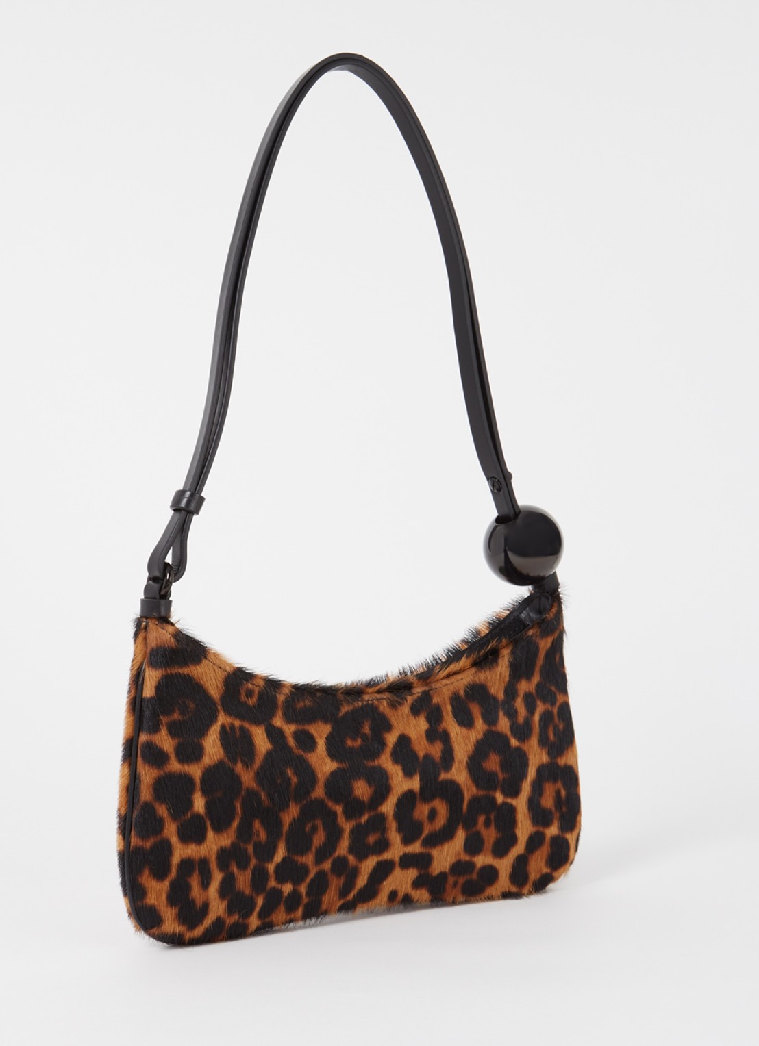 Jacquemus Le Bisou Perle schoudertas van leer met dierenprint en structuur - achterkant bruin