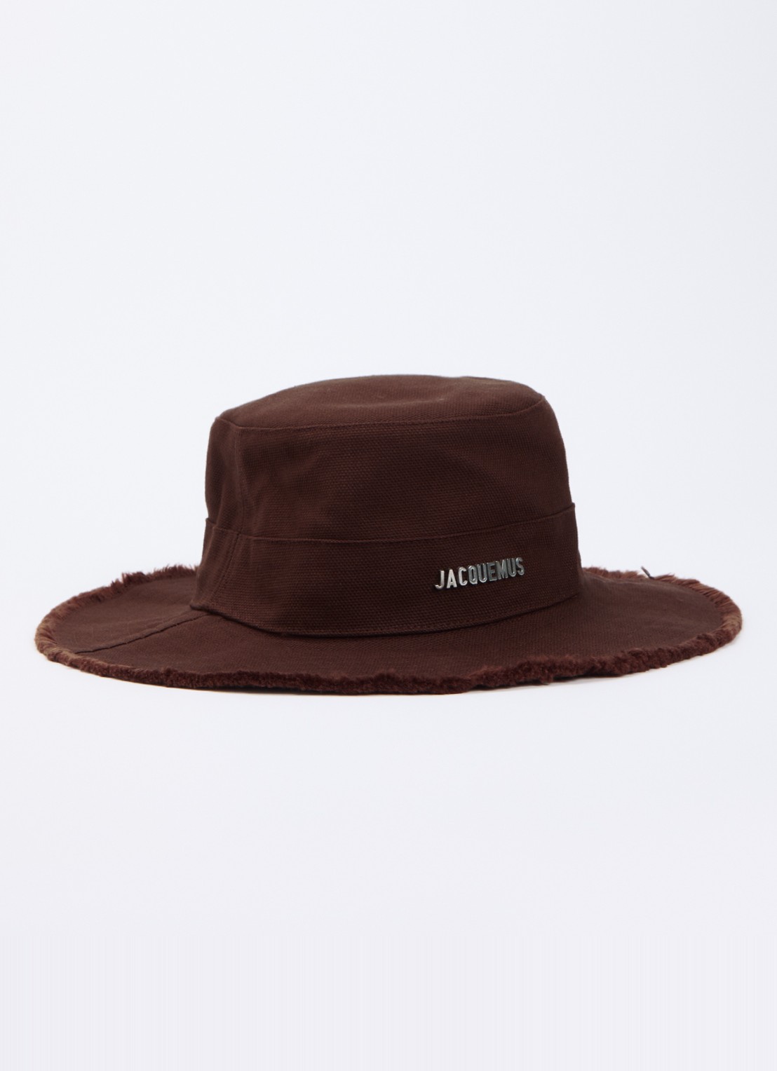 Jacquemus Le Bob Artichaut bucket hoed met logo - voorkant chocoladebruin