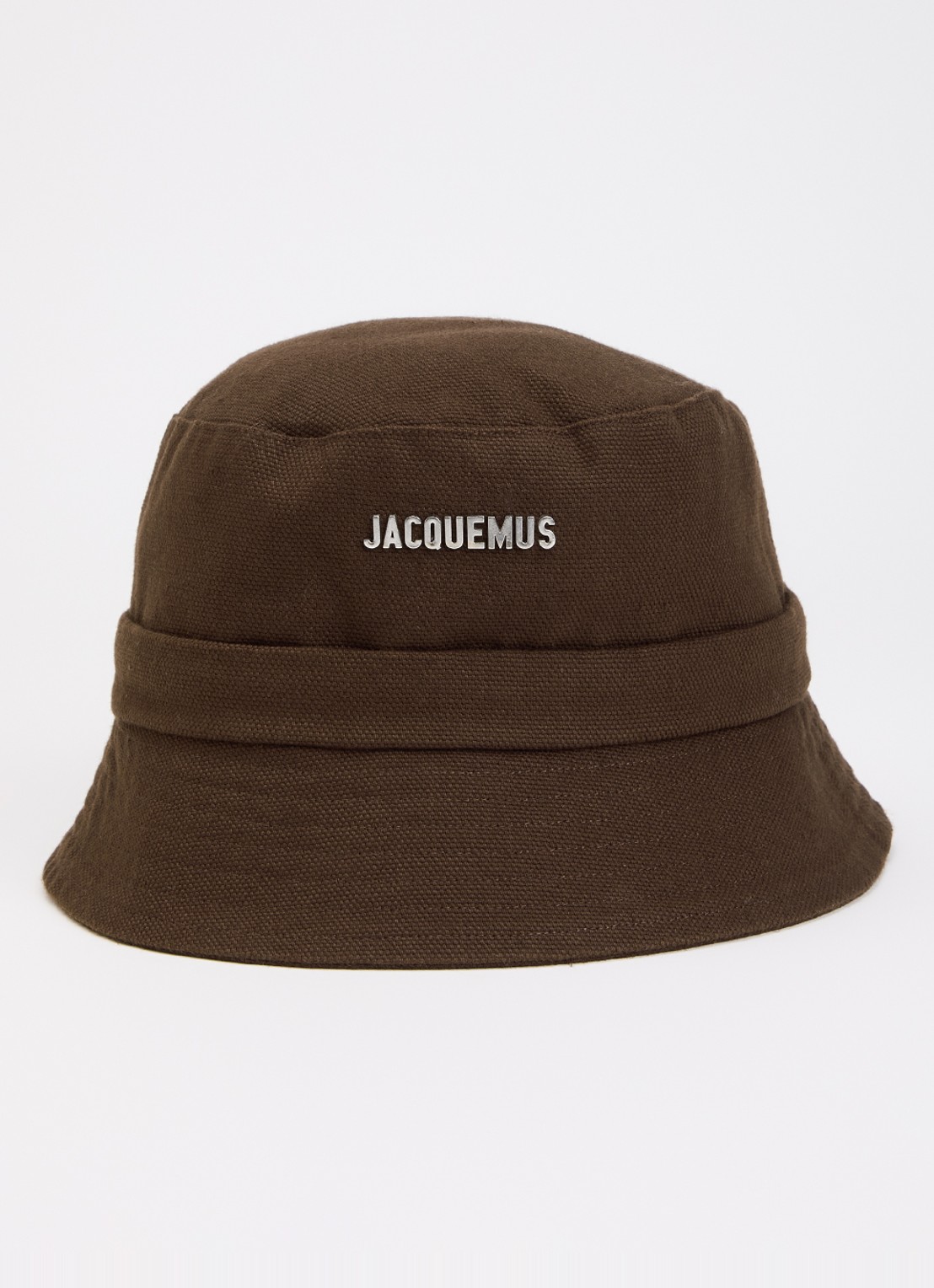 Jacquemus Le Bob Gadjo bucket hoed met logo - voorkant 2 donkerbruin