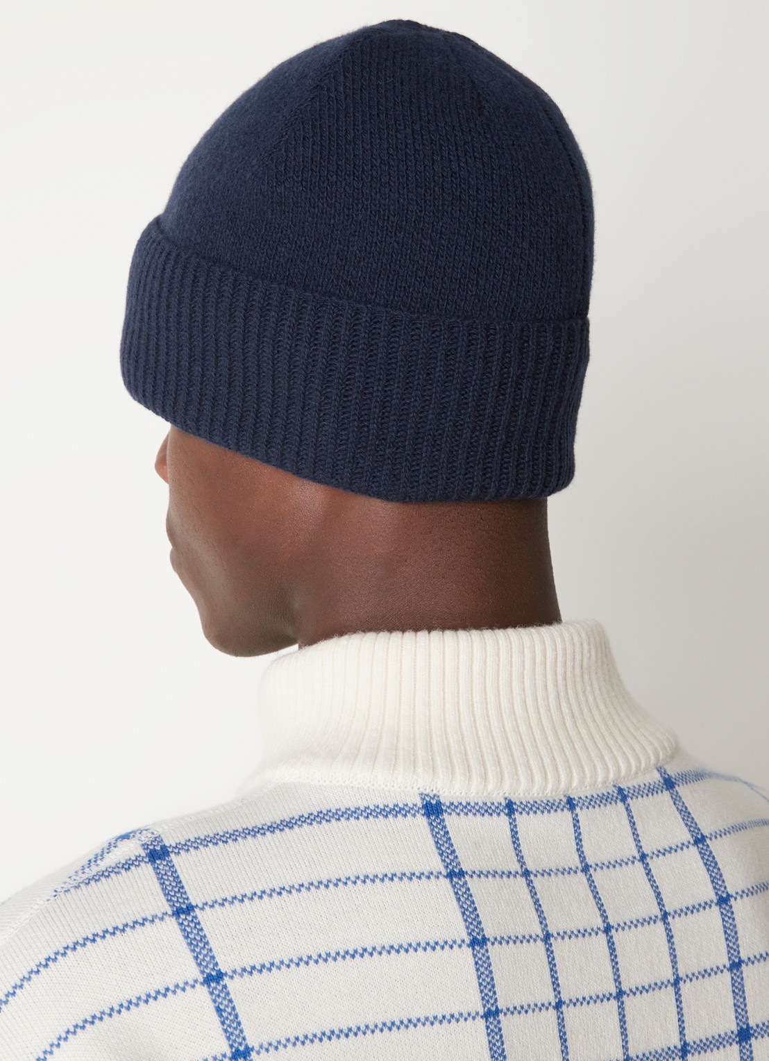 Jacquemus Le Bonnet fijngebreide muts van wol met logo - voorkant 2 blauw