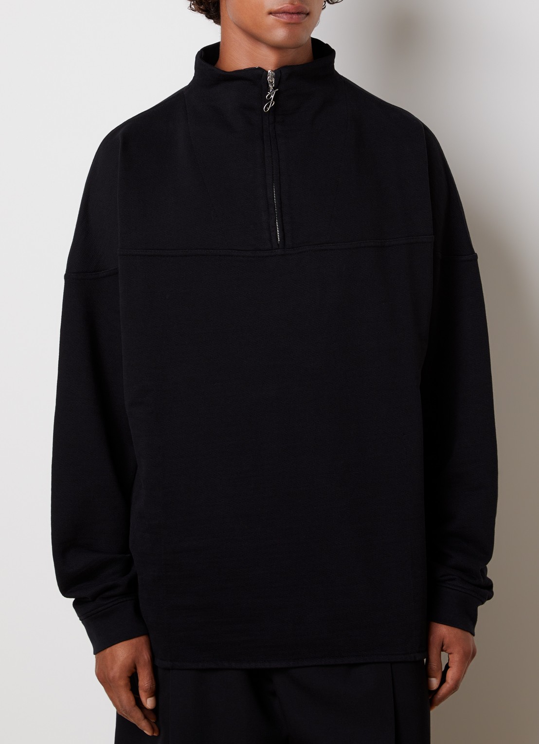 Jacquemus Le Camionneur fijngebreide trui met halve rits - detail zwart