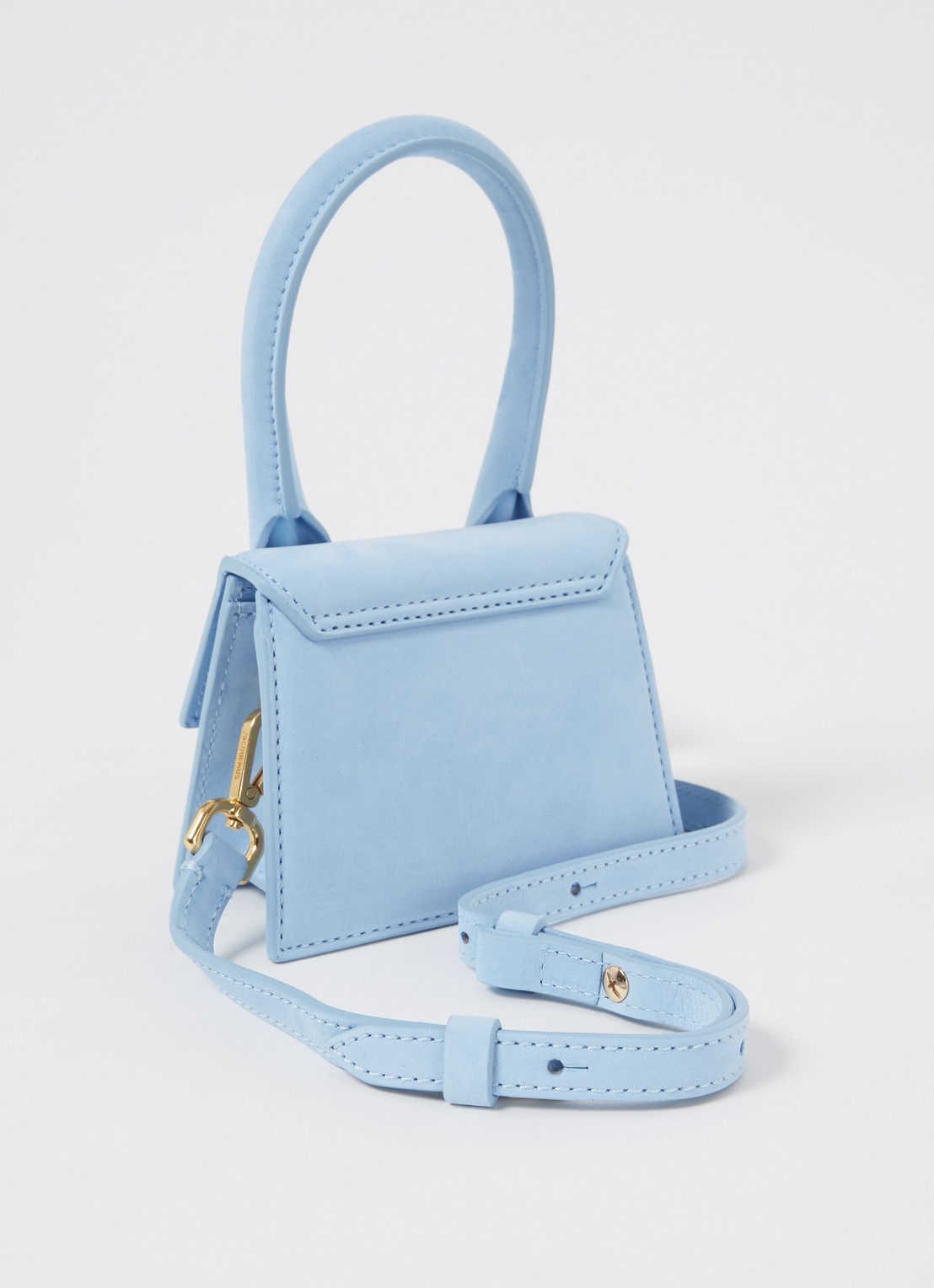 Jacquemus Le Chiquito handtas van nubuck - achterkant 2 lichtblauw