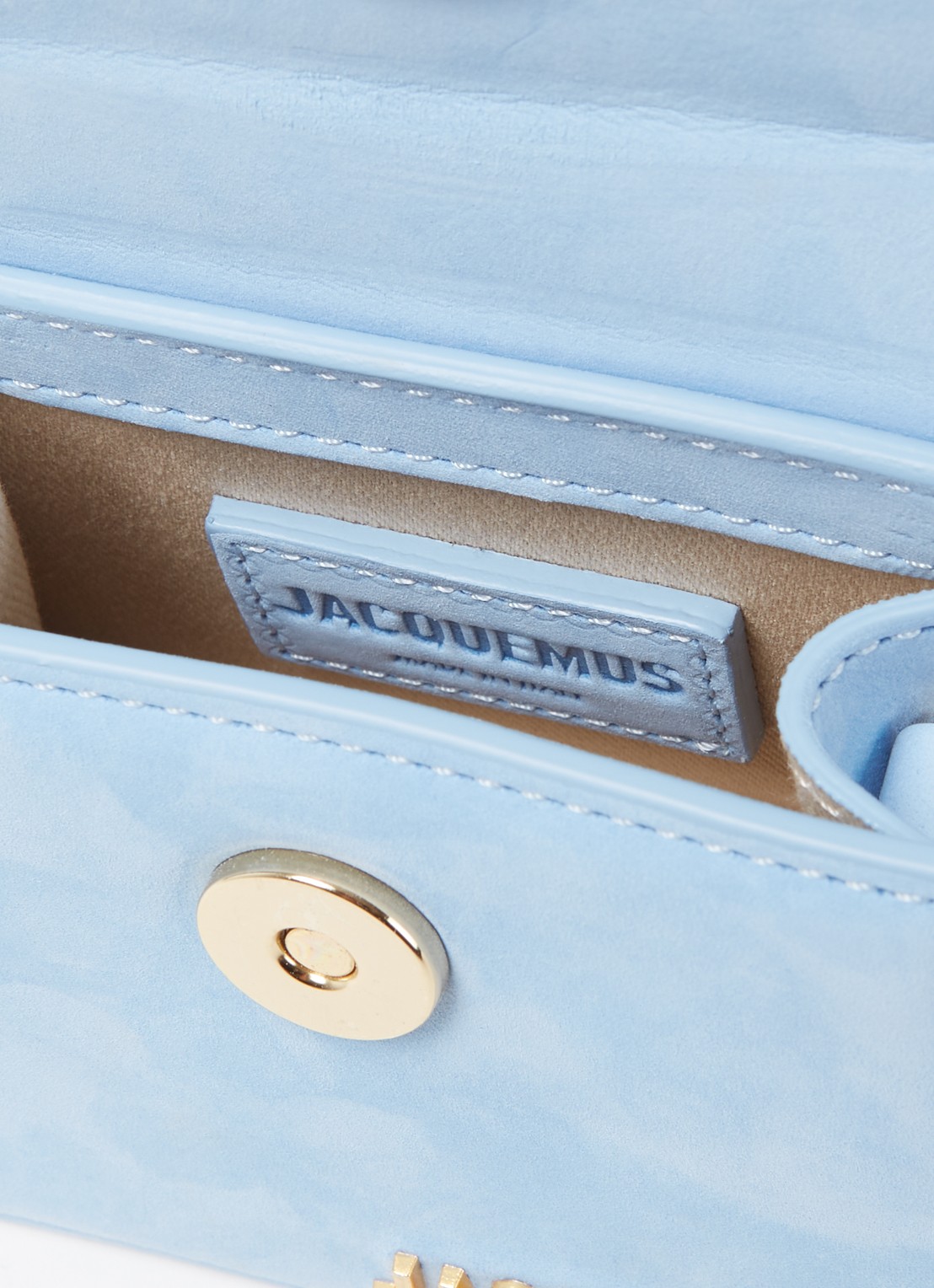 Jacquemus Le Chiquito handtas van nubuck - detail 3 lichtblauw