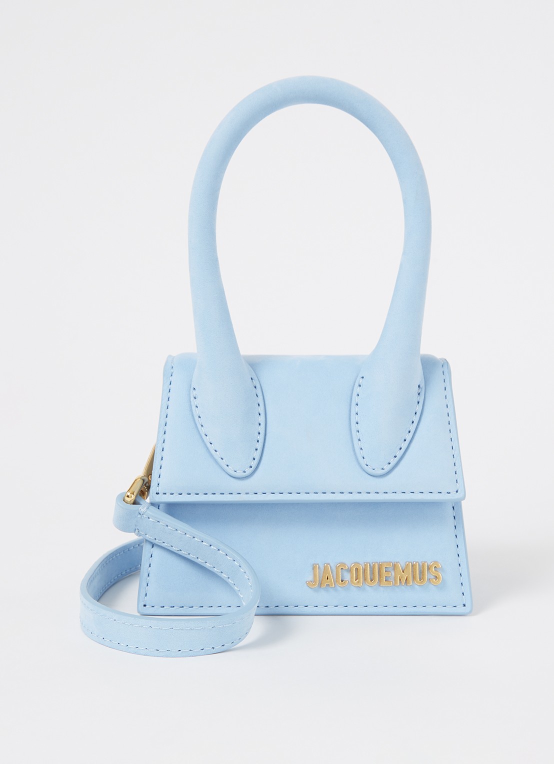 Jacquemus Le Chiquito handtas van nubuck - voorkant lichtblauw