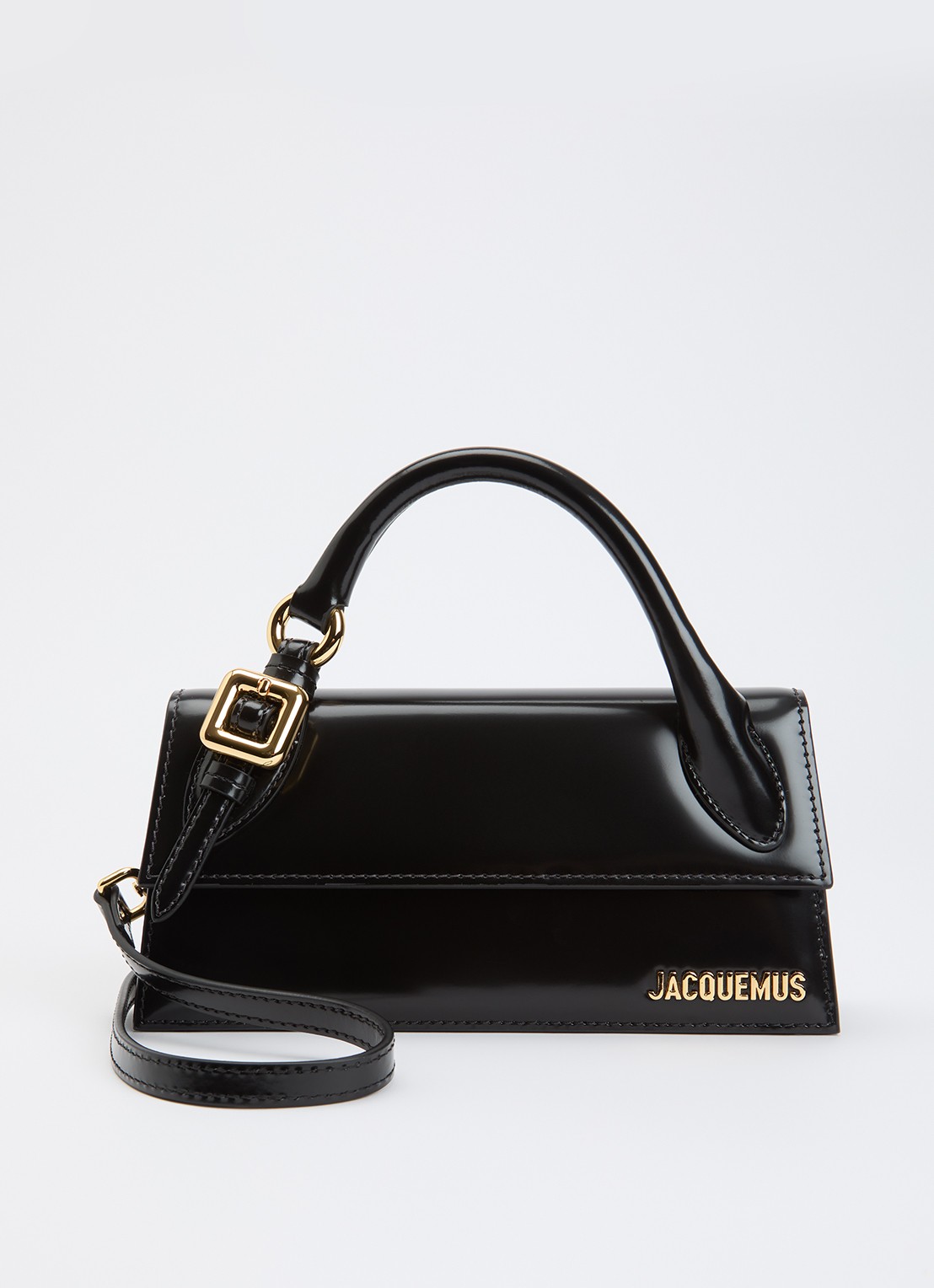 Jacquemus Le Chiquito Long handtas van kalfsleer met gespdetail - voorkant 6 zwart