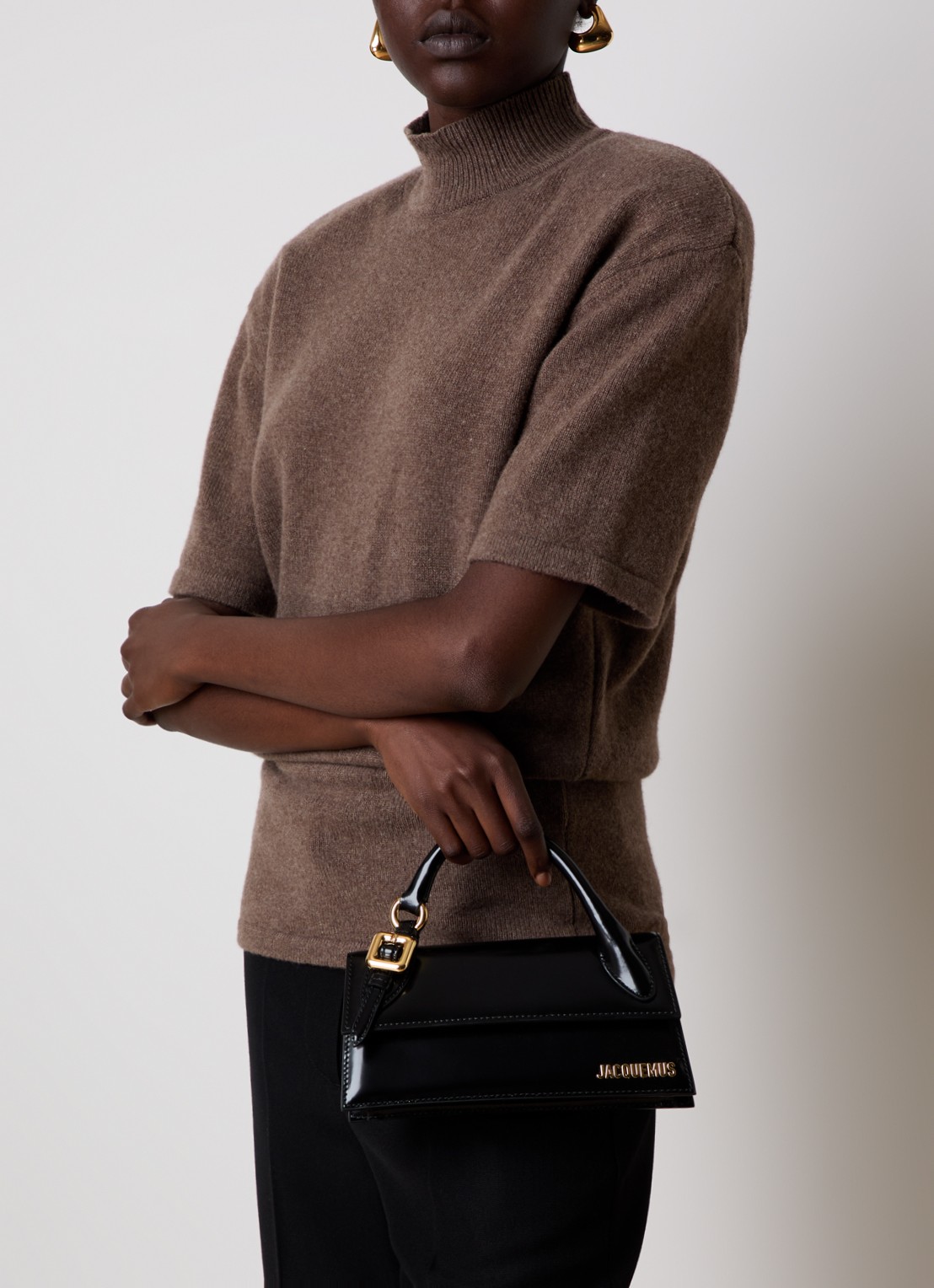Jacquemus Le Chiquito Long handtas van kalfsleer met gespdetail - voorkant 8 zwart