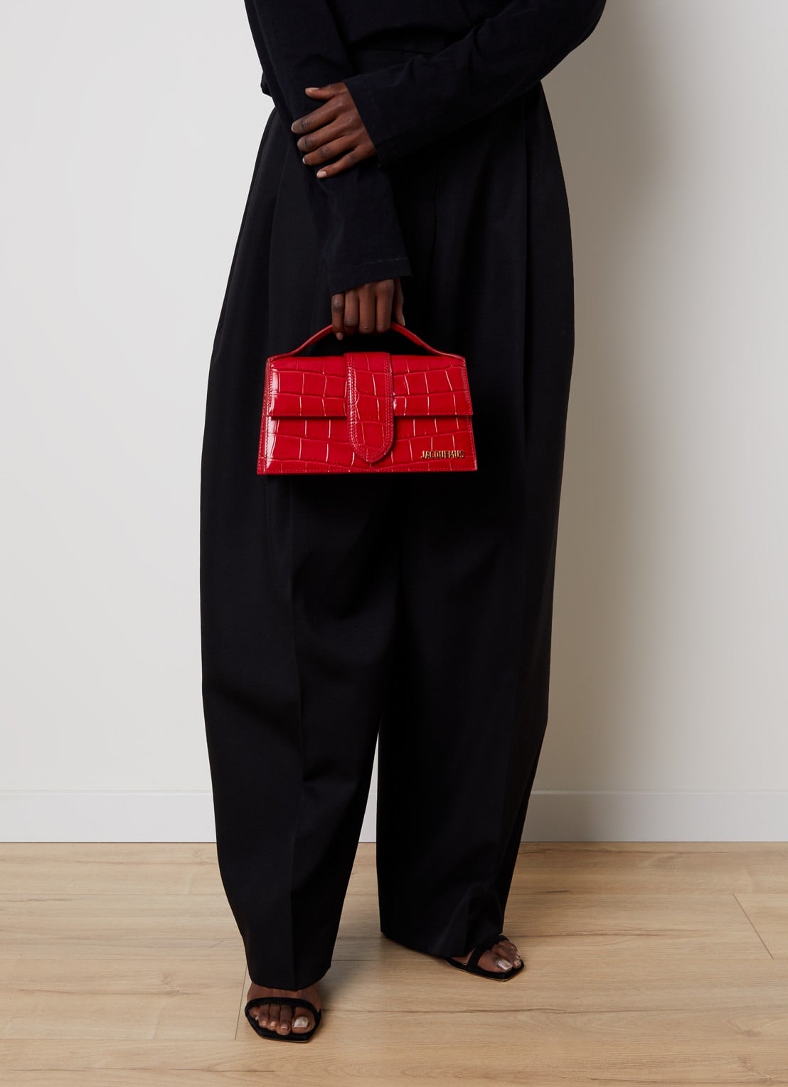 Jacquemus Le Grand Bambino handtas van kalfsleer met afneembare schouderriem  - voorkant 7 rood