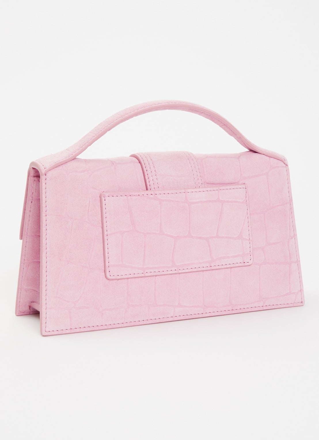 Jacquemus Le Grand Bambino handtas van kalfssuède met crocostructuur en afneembare schouderriem - achterkant 5 roze