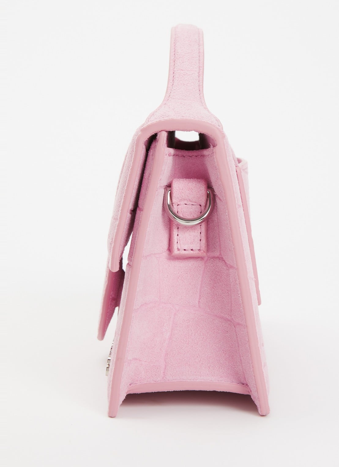 Jacquemus Le Grand Bambino handtas van kalfssuède met crocostructuur en afneembare schouderriem - detail 2 roze