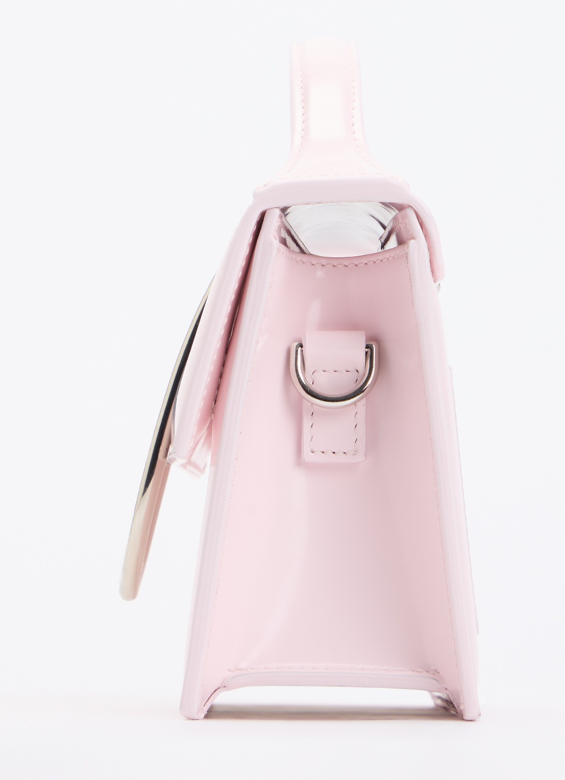Jacquemus Le Grand Bambino handtas van lakleer met afneembare schouderriem  - detail 3 lichtroze