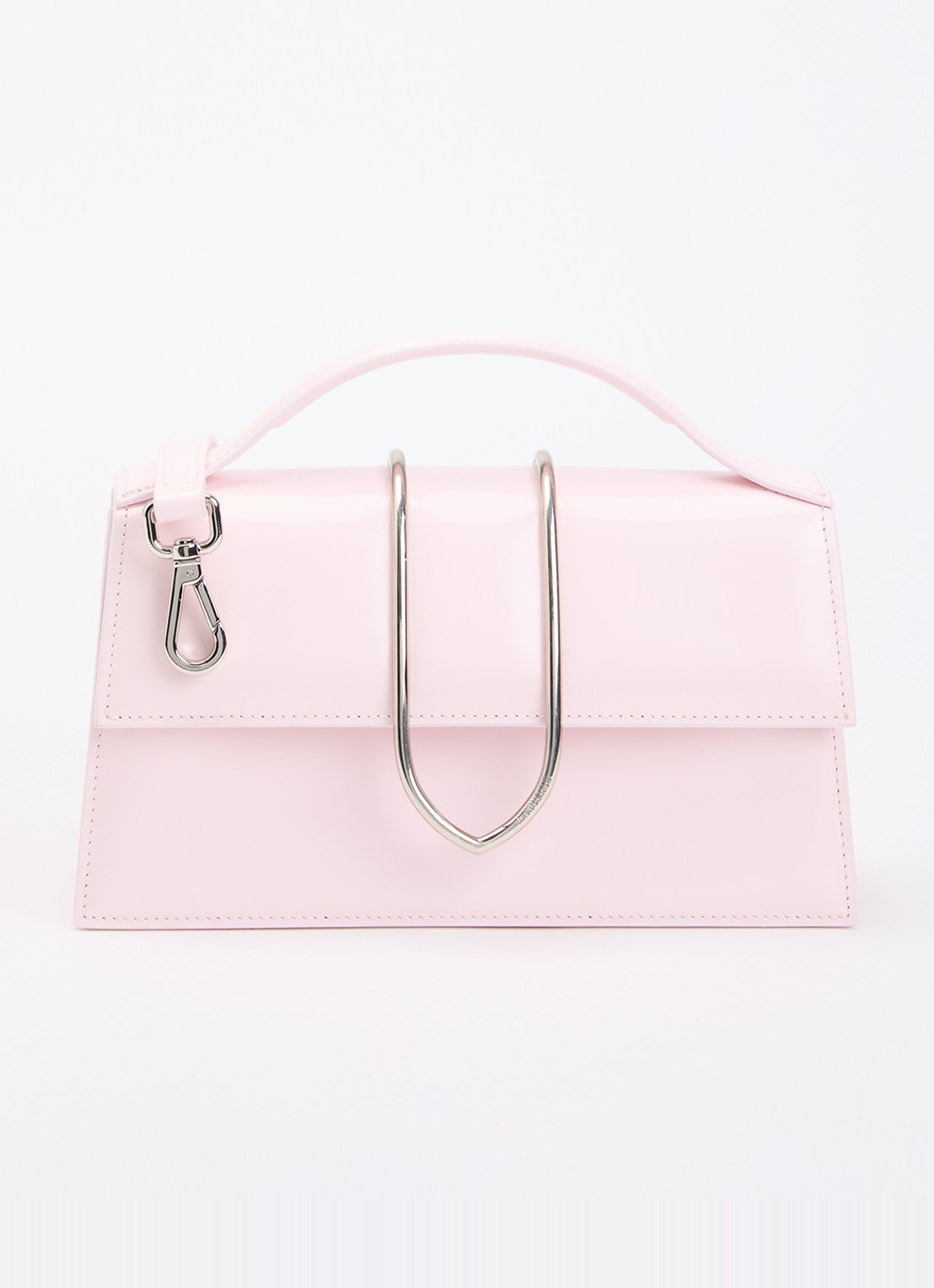 Jacquemus Le Grand Bambino handtas van lakleer met afneembare schouderriem  - voorkant 6 lichtroze