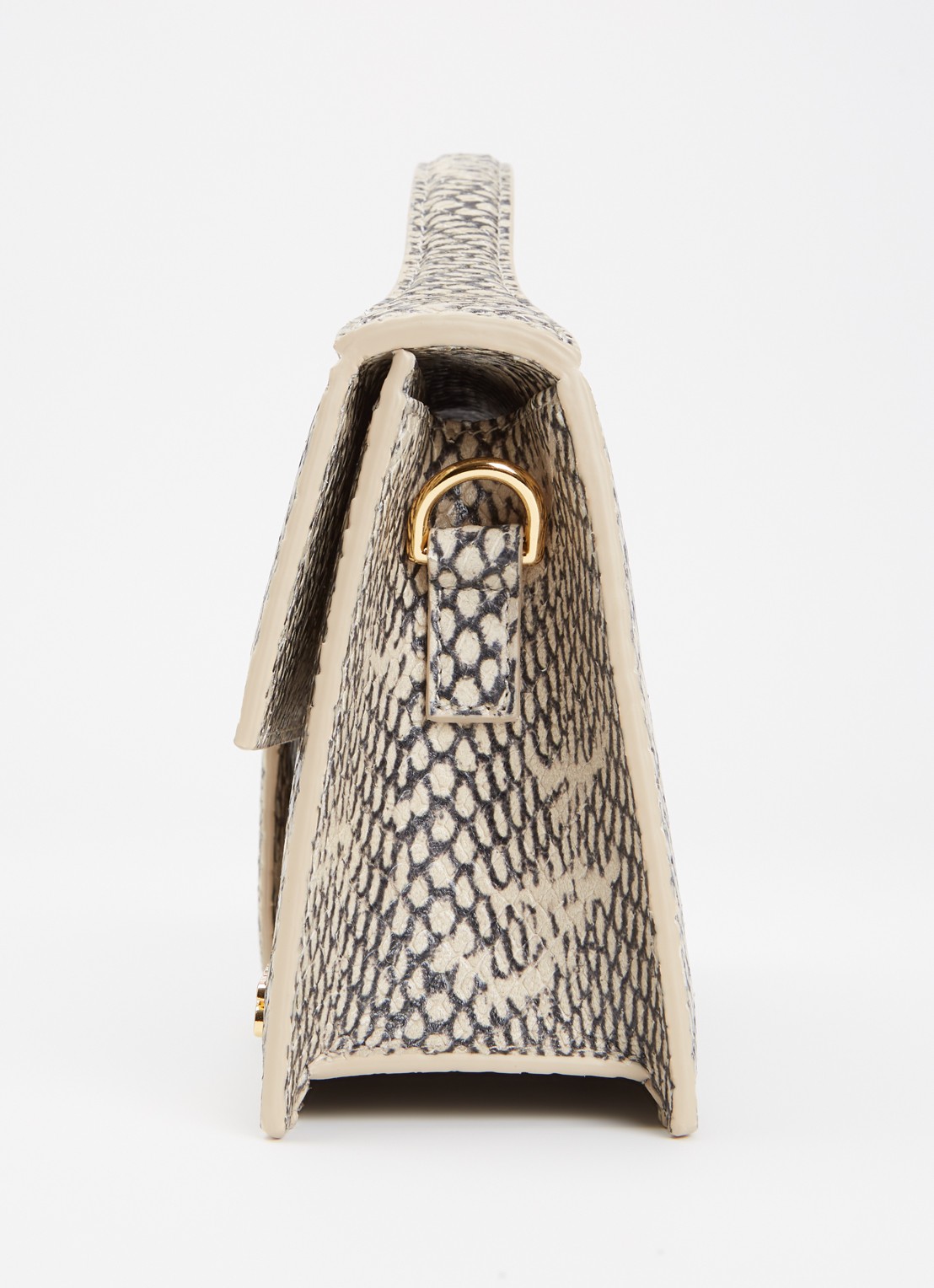 Jacquemus Le Grand Bambino handtas van leer met afneembare schouderriem en slangenstructuur - detail 3 beige