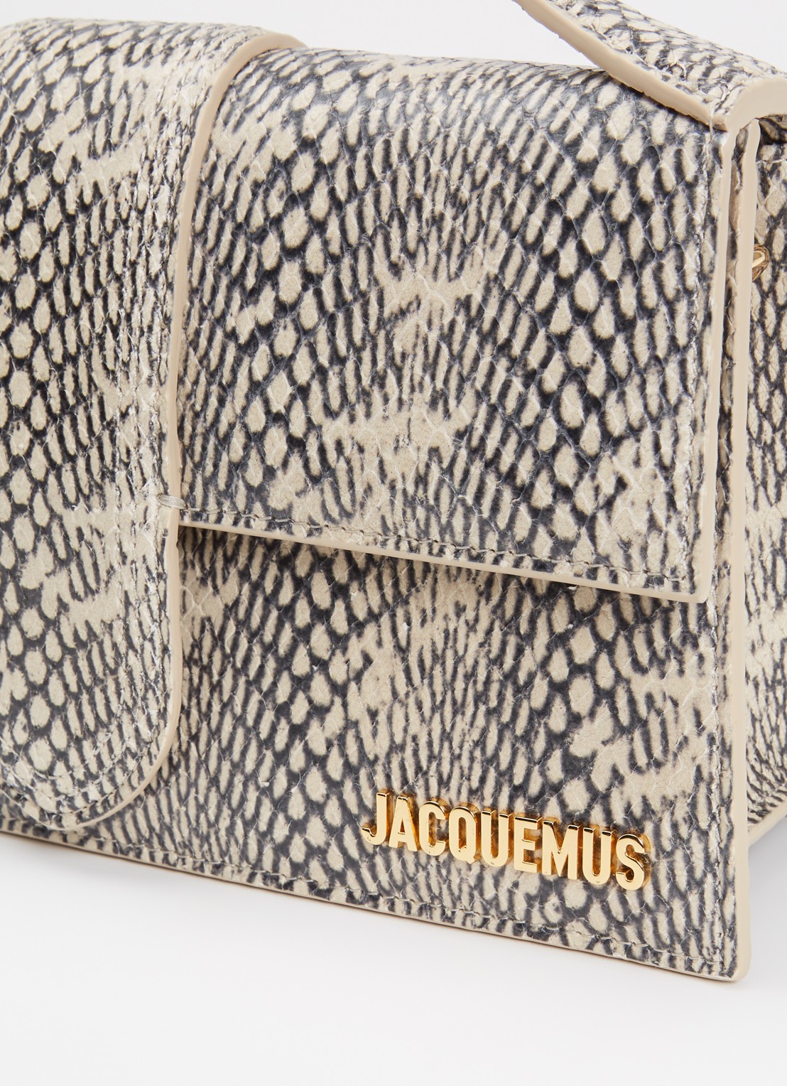 Jacquemus Le Grand Bambino handtas van leer met afneembare schouderriem en slangenstructuur - detail 4 beige