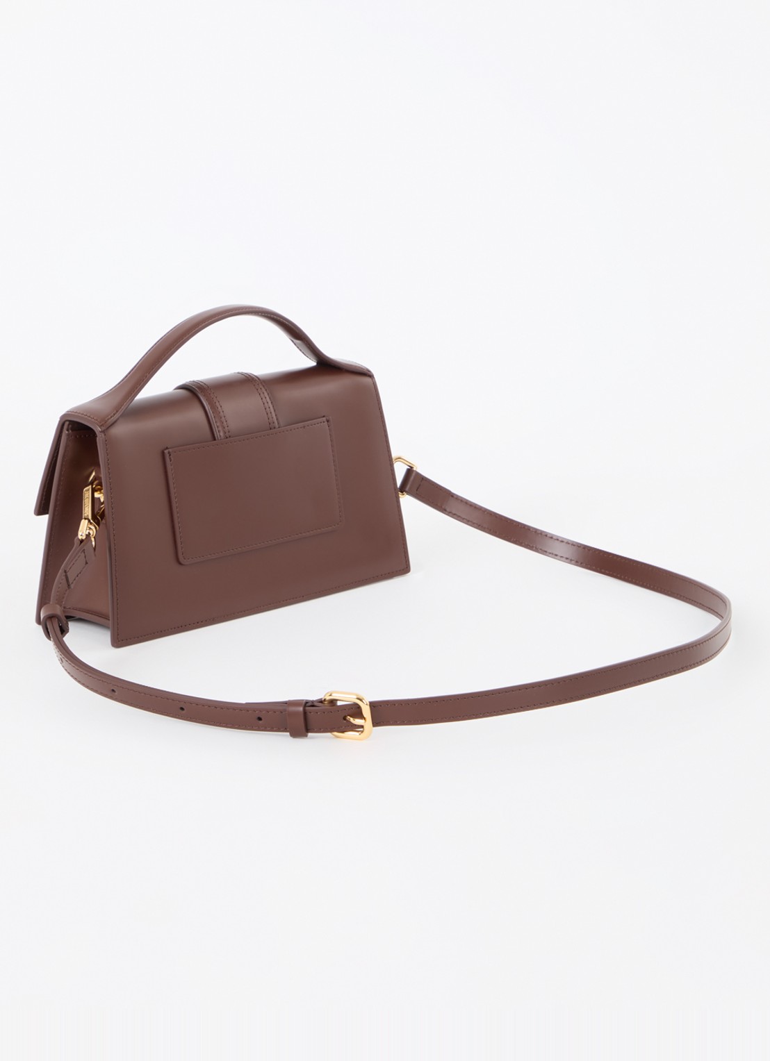 Jacquemus Le Grand Bambino handtas van leer met afneembare schouderriem - achterkant bruin