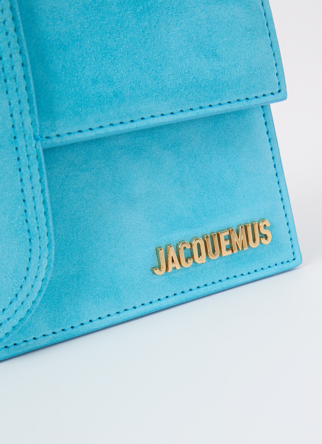 Jacquemus Le Grand Bambino handtas van leer met afneembare schouderriem - detail 4 aquablauw