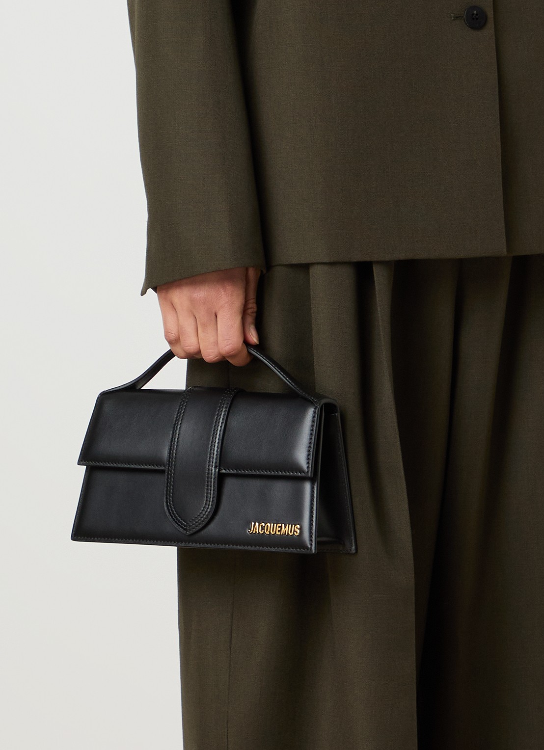 Jacquemus Le Grand Bambino handtas van leer met afneembare schouderriem - voorkant 4 zwart