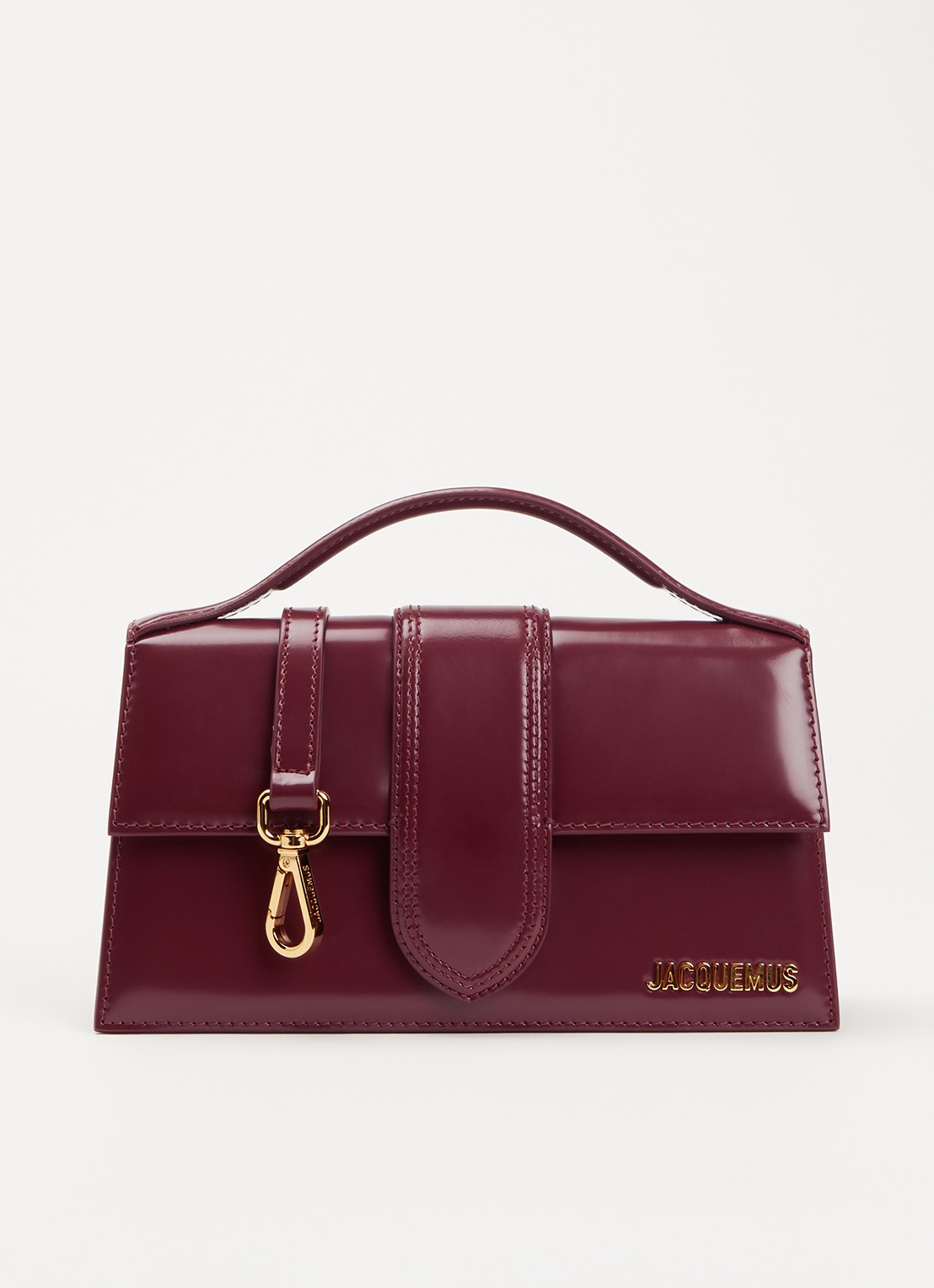 Jacquemus Le Grand Bambino handtas van leer met afneembare schouderriem - voorkant bordeauxrood