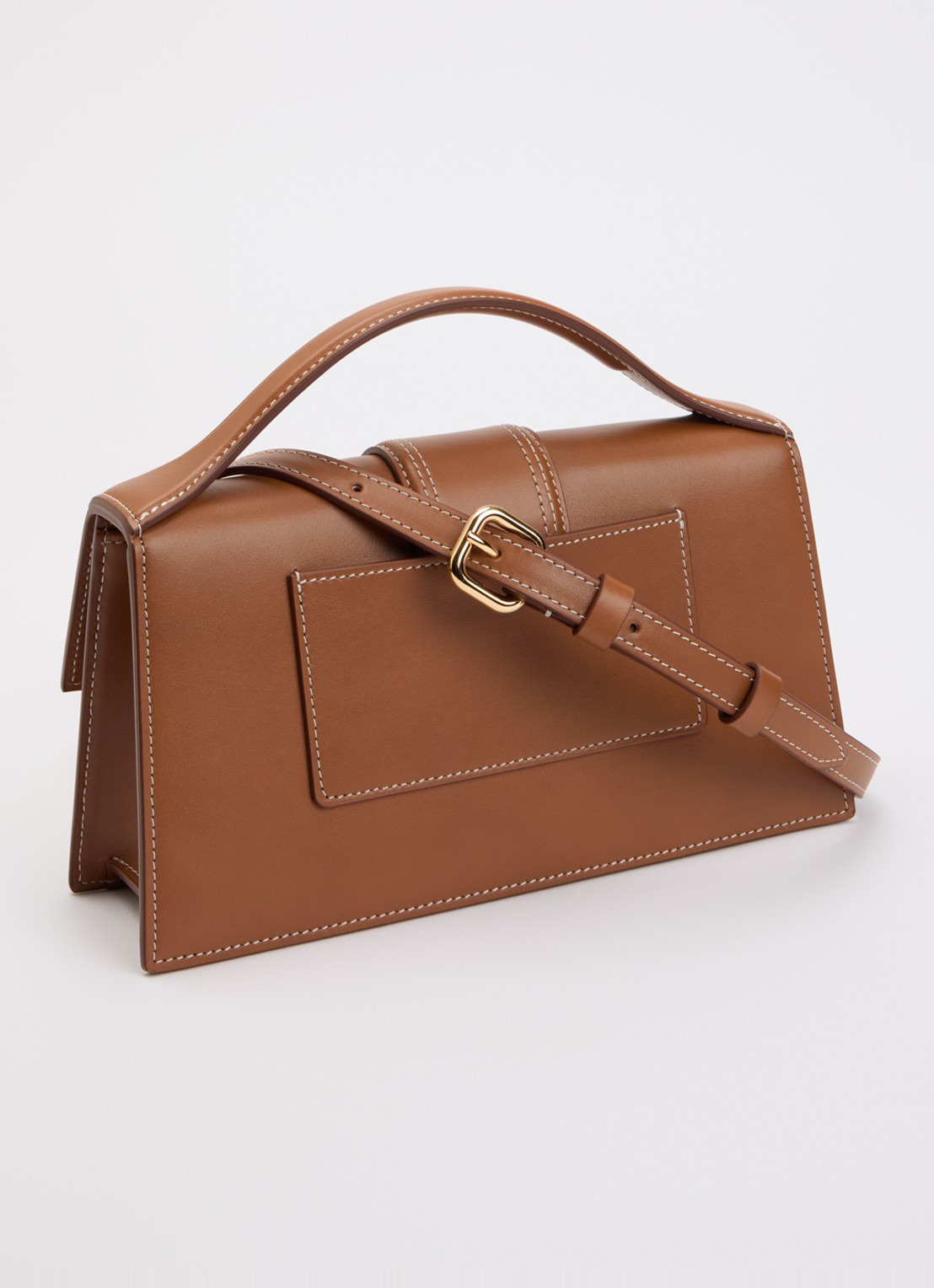 Jacquemus Le Grand Bambino handtas van leer met afneembare schouderriem - achterkant 6 cognac