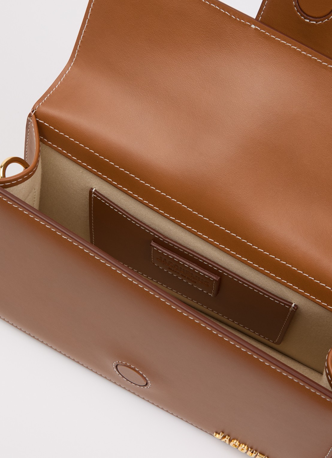 Jacquemus Le Grand Bambino handtas van leer met afneembare schouderriem - detail 2 cognac
