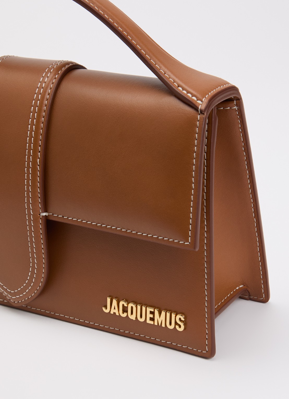 Jacquemus Le Grand Bambino handtas van leer met afneembare schouderriem - detail 4 cognac