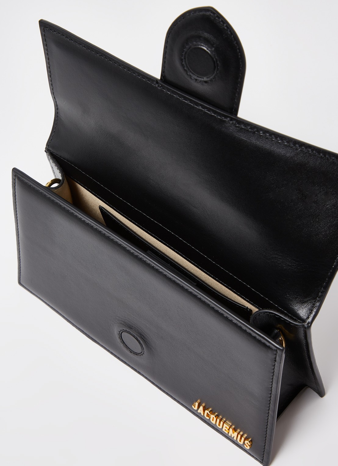 Jacquemus Le Grand Bambino handtas van leer - detail zwart