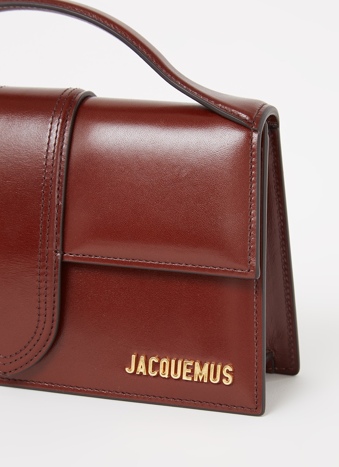Jacquemus Le Grand Bambino handtas van leer - detail 3 kastanjebruin