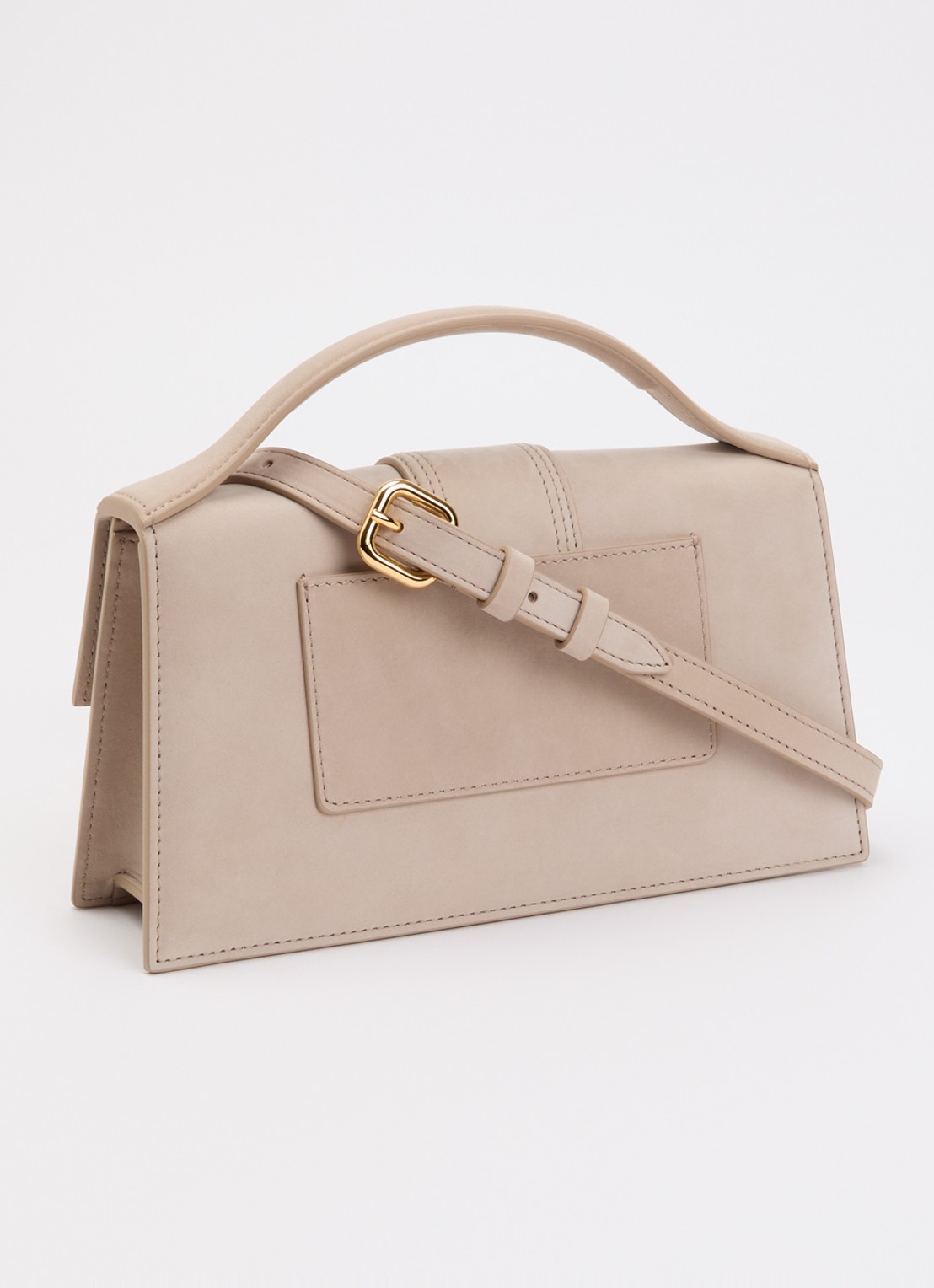 Jacquemus Le Grand Bambino handtas van suède met afneembare schouderriem - achterkant 8 taupe