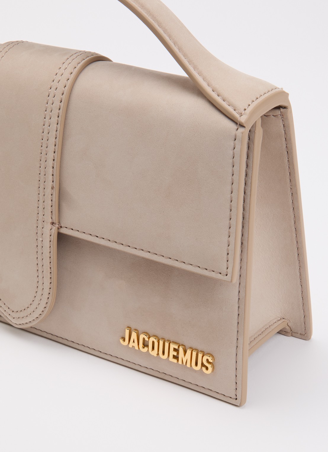 Jacquemus Le Grand Bambino handtas van suède met afneembare schouderriem - detail 3 taupe