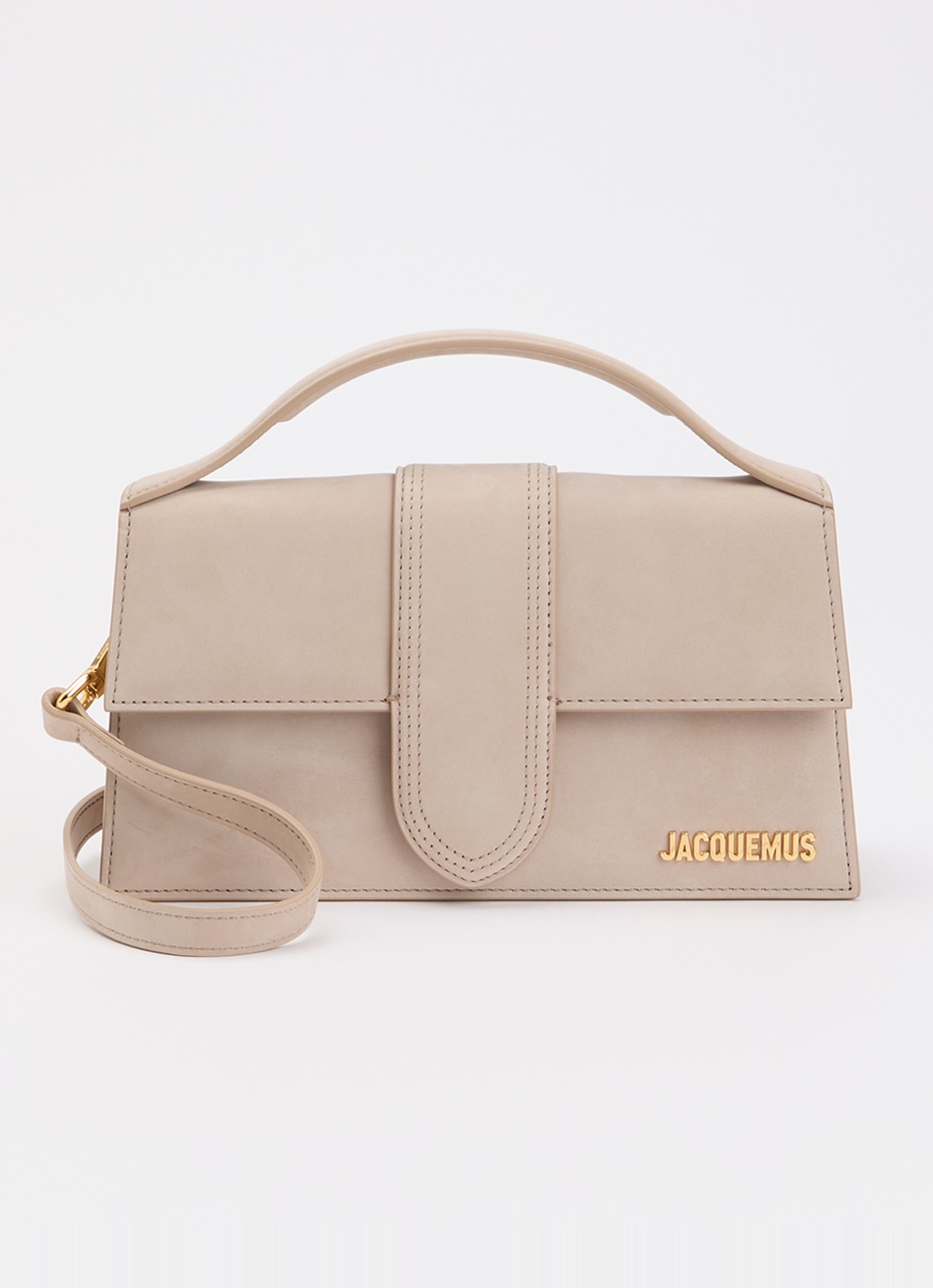 Jacquemus Le Grand Bambino handtas van suède met afneembare schouderriem - voorkant 5 taupe