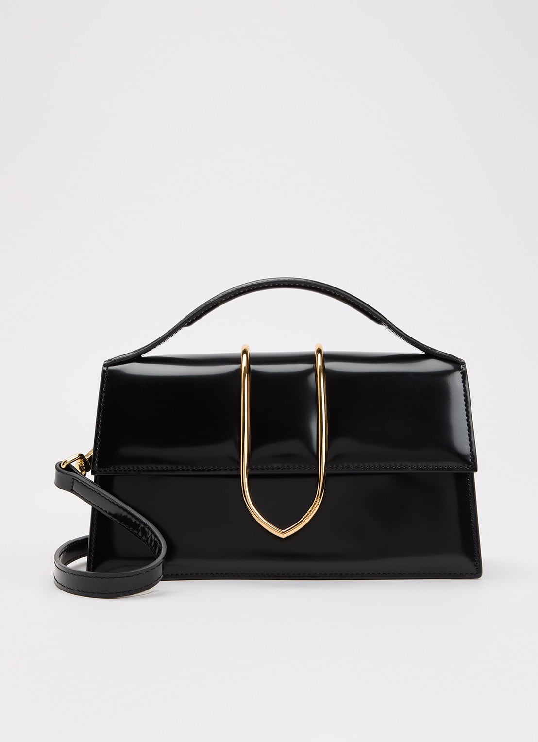 Jacquemus Le Grand Bambino van leer met lakfinish - voorkant 5 zwart