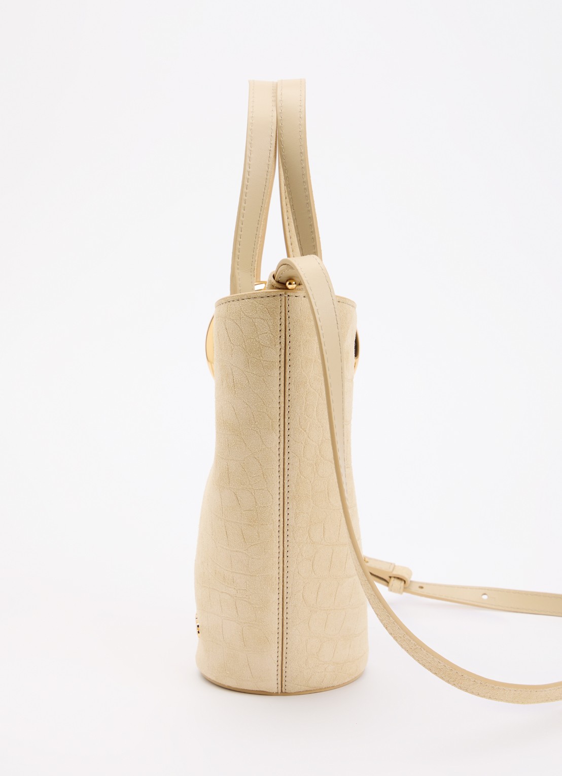 Jacquemus Le Petit Bambola handtas van kalfssuède met afneembare schouderriem - detail 4 beige