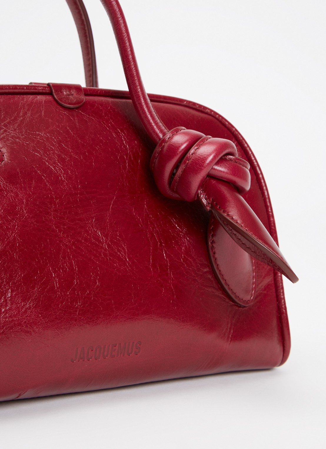 Jacquemus Le Petit Turismo handtas van leer met afneembare schouderriem - detail 3 bordeauxrood
