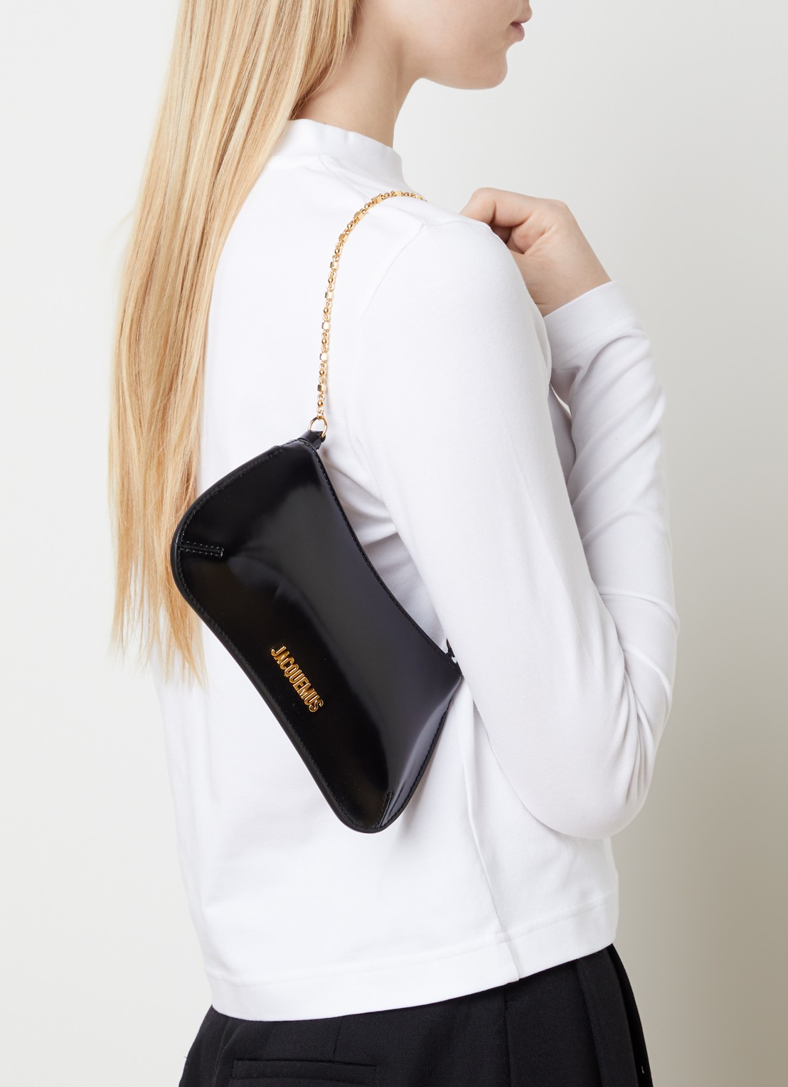 Jacquemus Le Petite Bisou handtas van kalfsleer met logo - voorkant 8 zwart