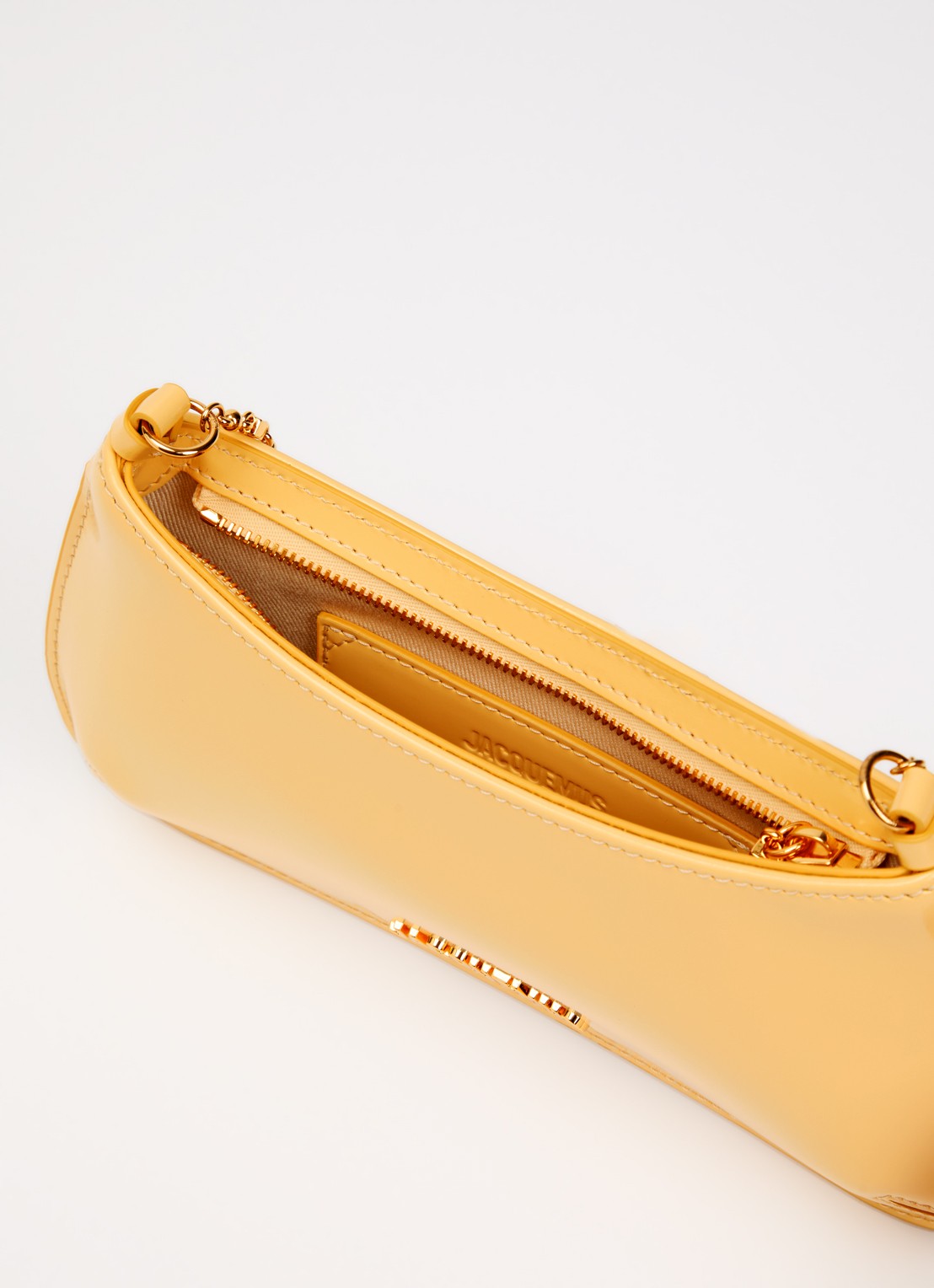 Jacquemus Le Petite Bisou handtas van kalfsleer met logo - detail lichtgeel