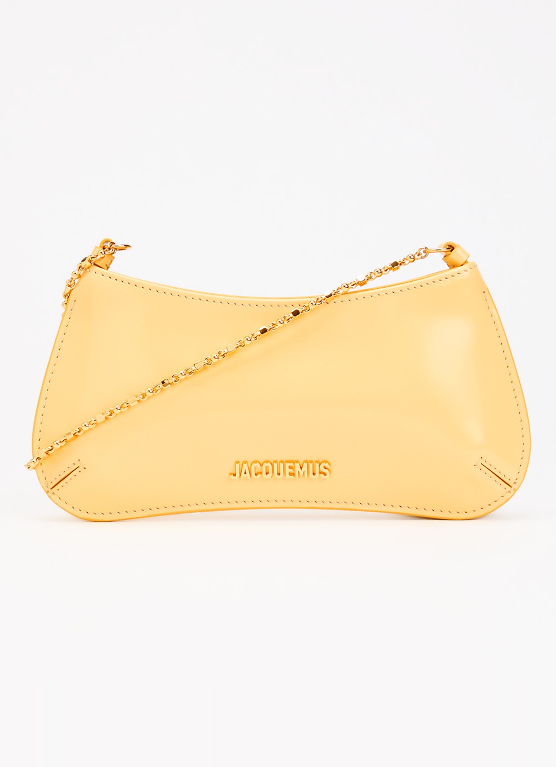 Jacquemus Le Petite Bisou handtas van kalfsleer met logo - voorkant 6 lichtgeel