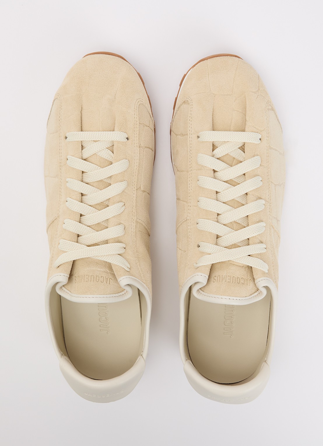 Jacquemus Le Tennis sneaker van kalfssuède met crocostructuur - detail 2 ivoor