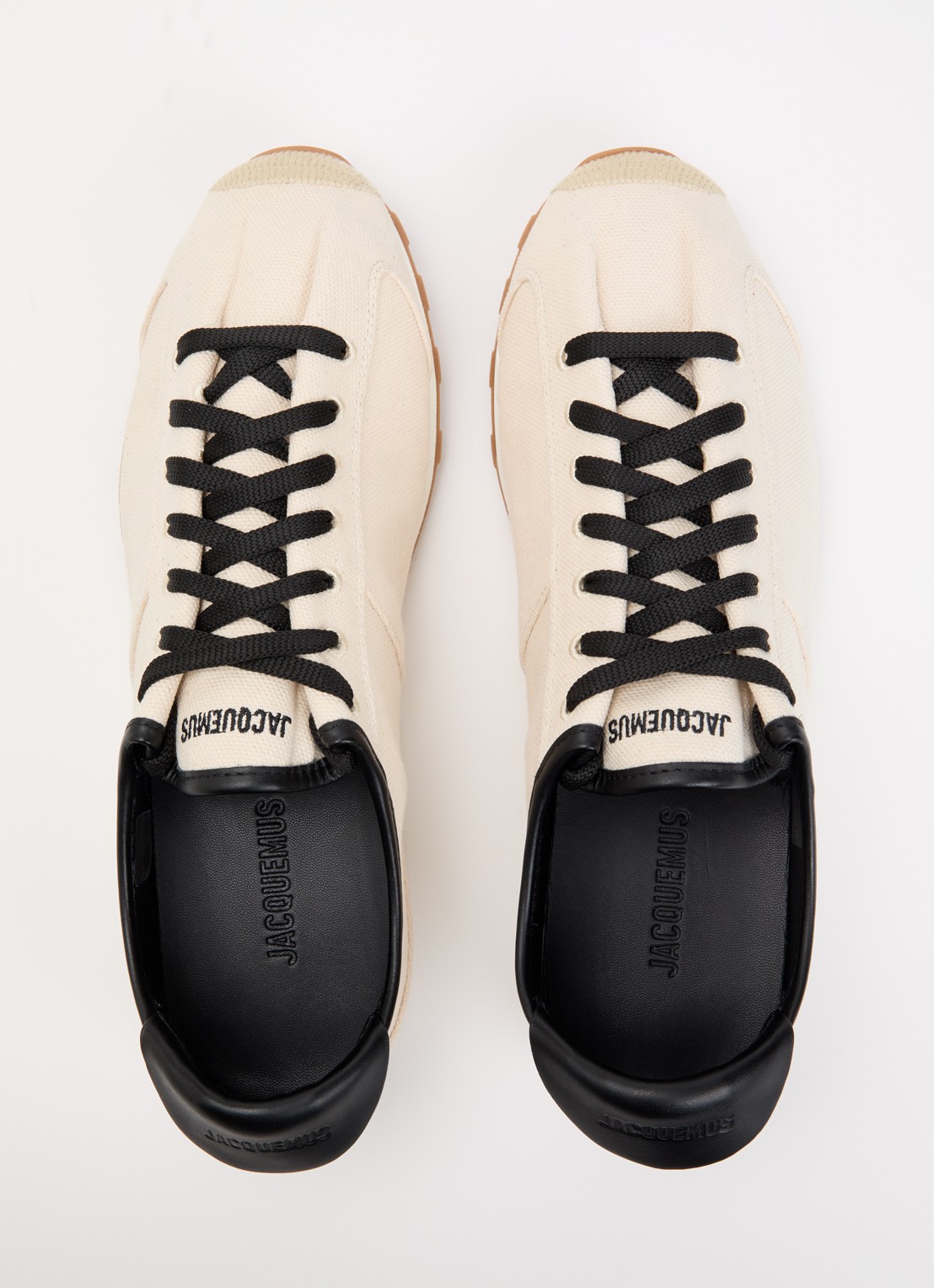 Jacquemus Les Tennis sneaker van canvas met leren details - detail 3 beige