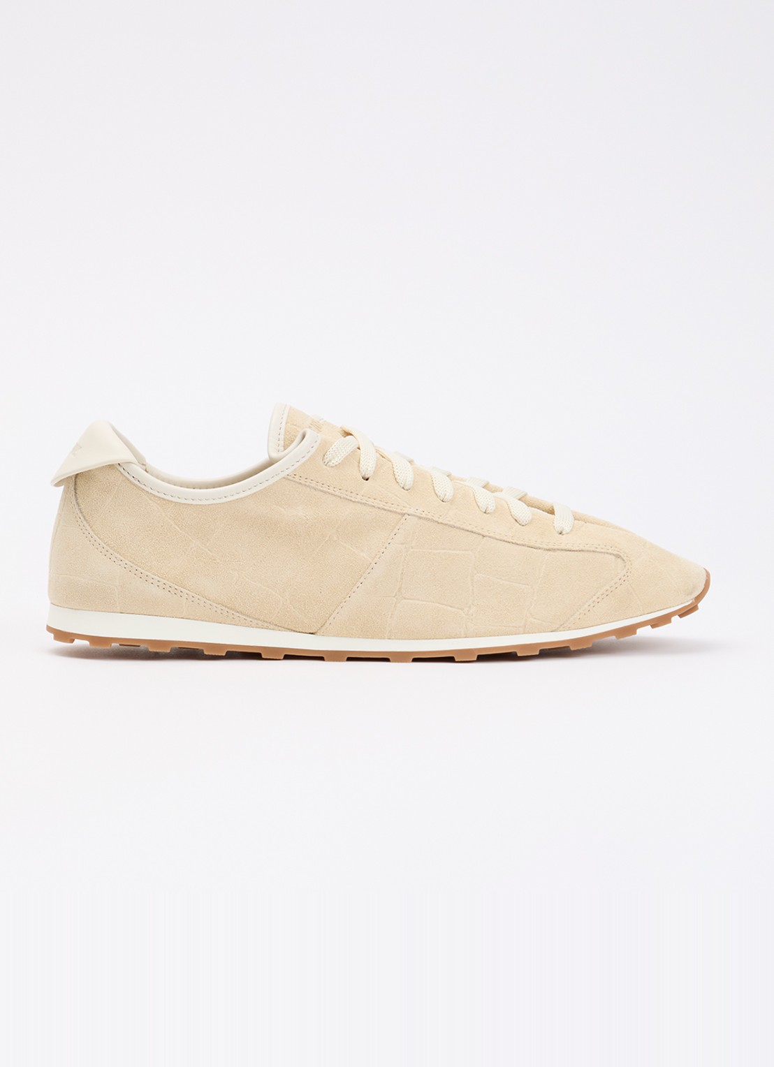 Jacquemus Les Tennis sneaker van kalfssuède met crocostructuur - voorkant 5 ivoor