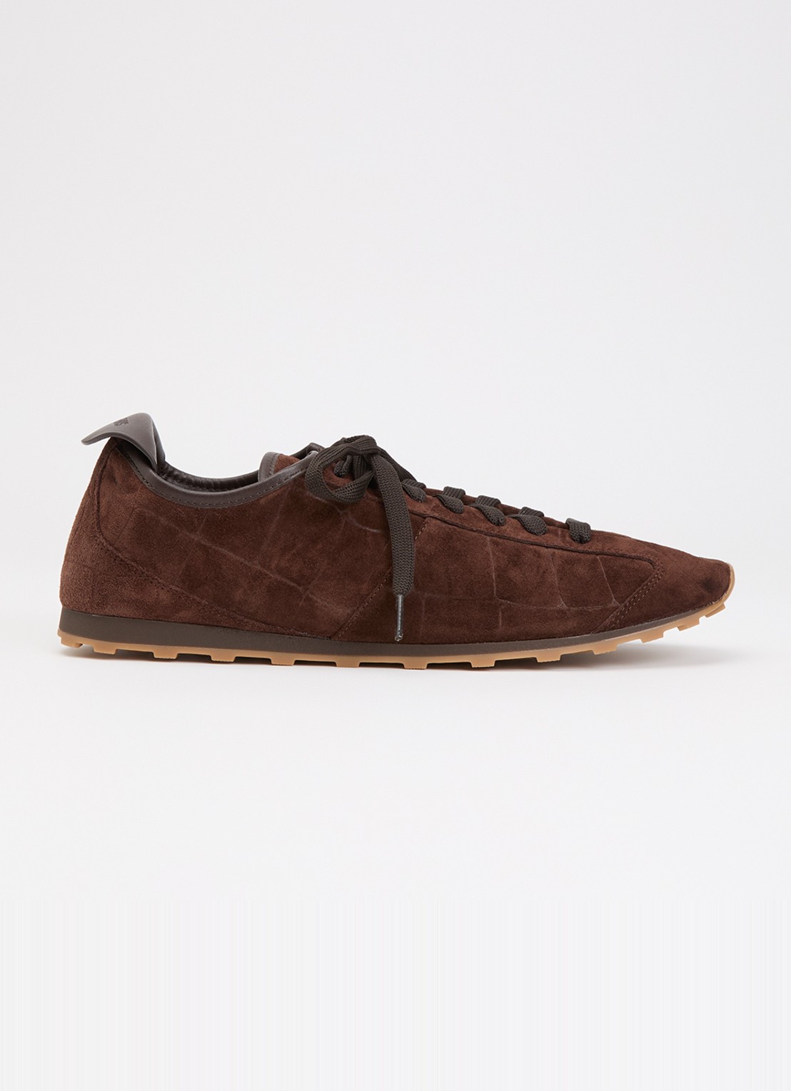 Jacquemus Les Tennis sneaker van suède met crocostructuur  - voorkant 5 hazelnootbruin