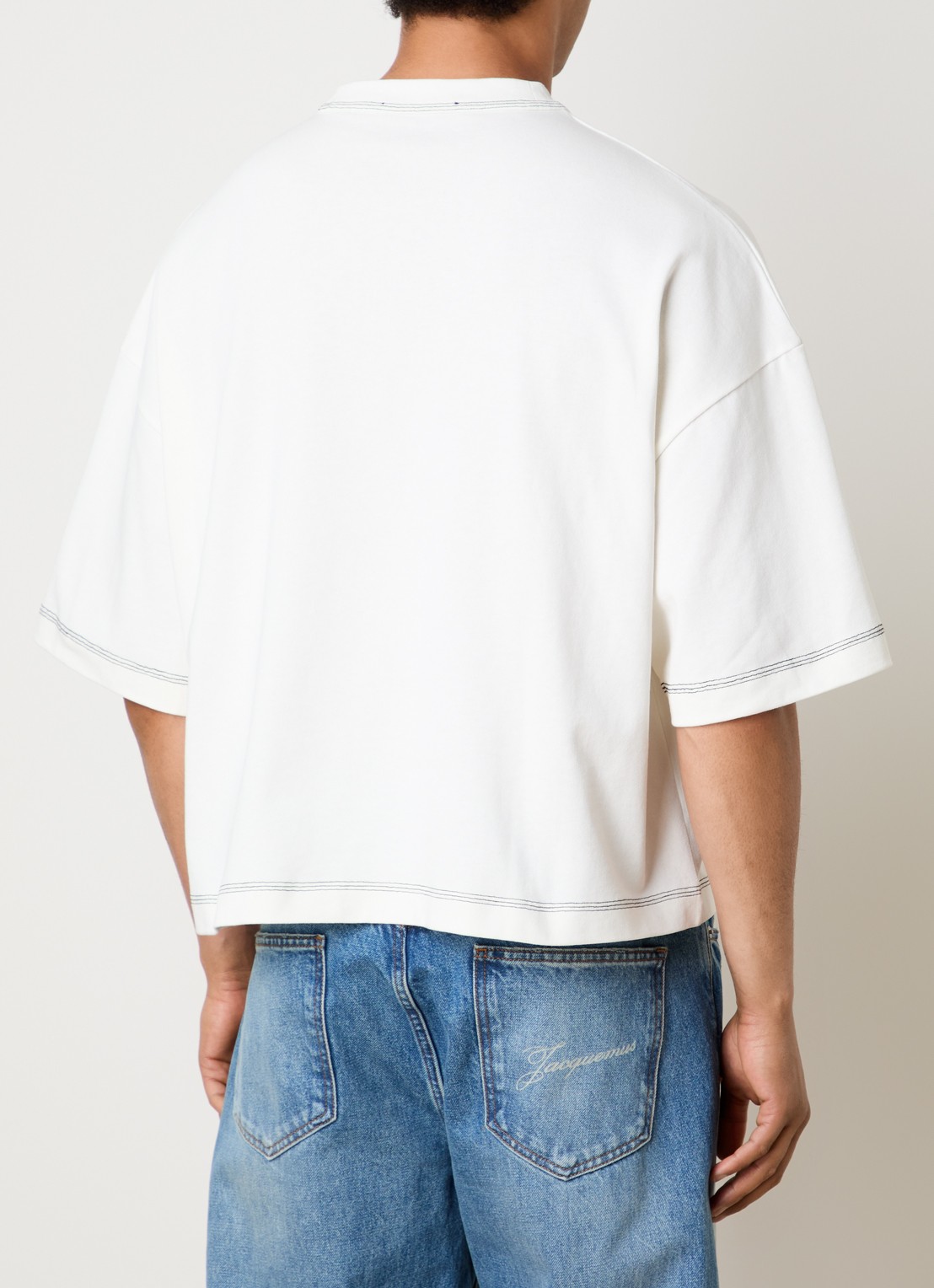 Jacquemus Letro T-shirt met logoborduring - achterkant 3 gebroken wit