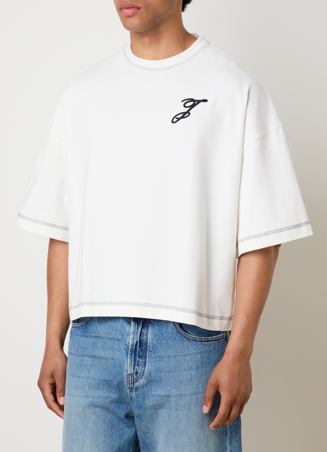 Jacquemus Letro T-shirt met logoborduring - detail 4 gebroken wit