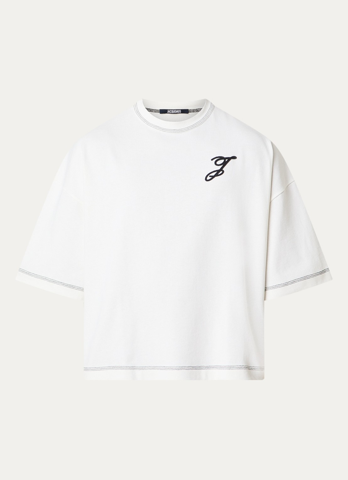 Jacquemus Letro T-shirt met logoborduring - voorkant gebroken wit