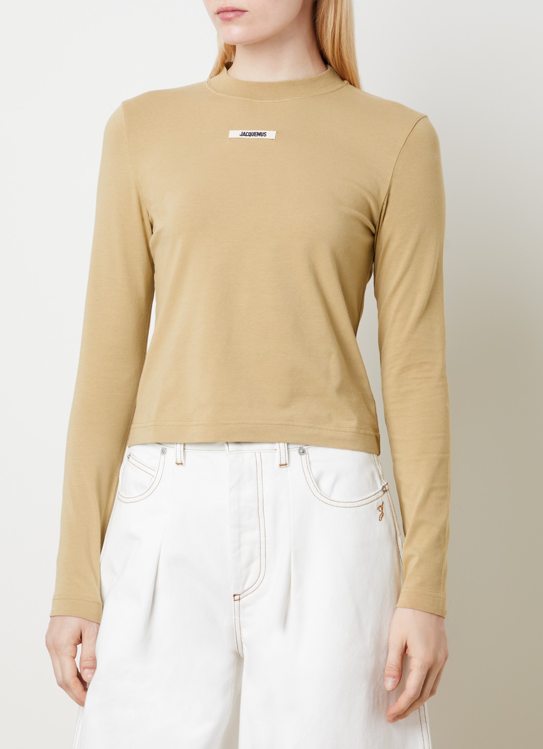 Jacquemus Longsleeve met logo - detail donkerbeige