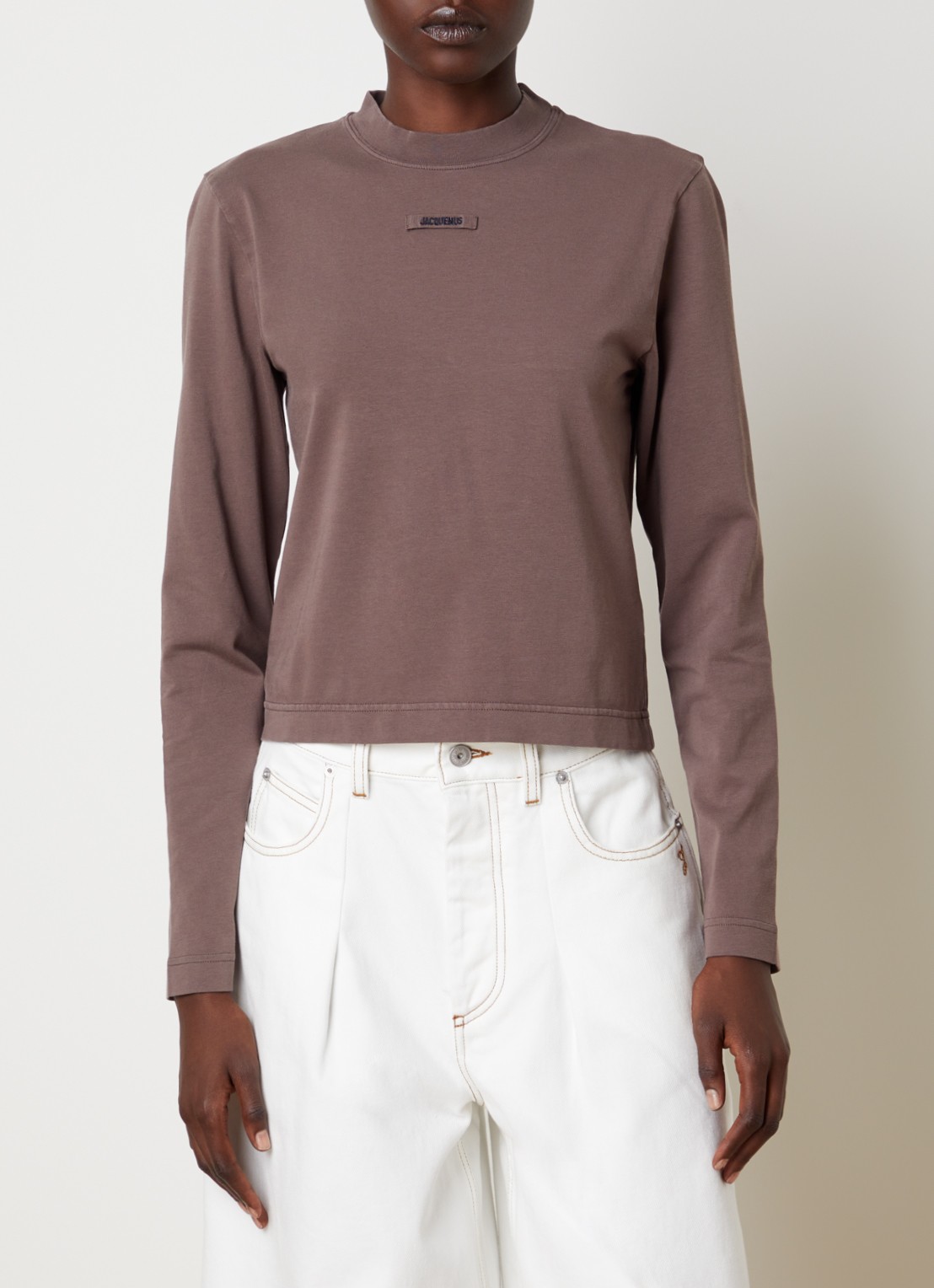 Jacquemus Longsleeve met logo - detail 4 taupe