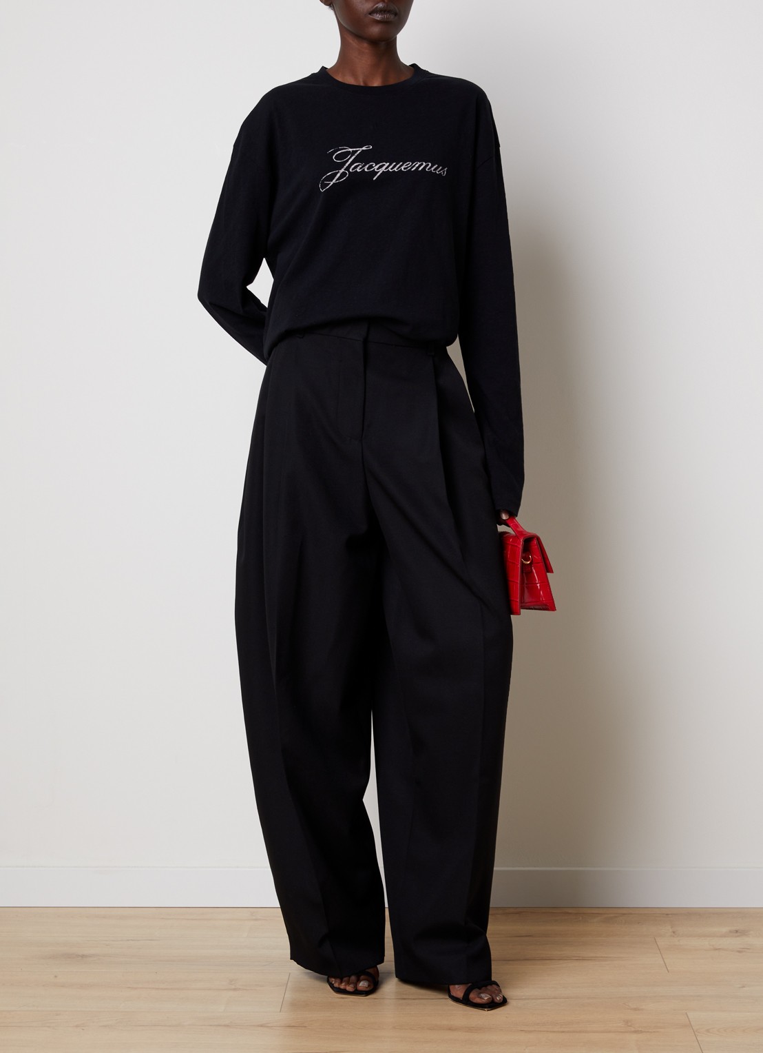Jacquemus Longsleeve met logo - voorkant 3 zwart