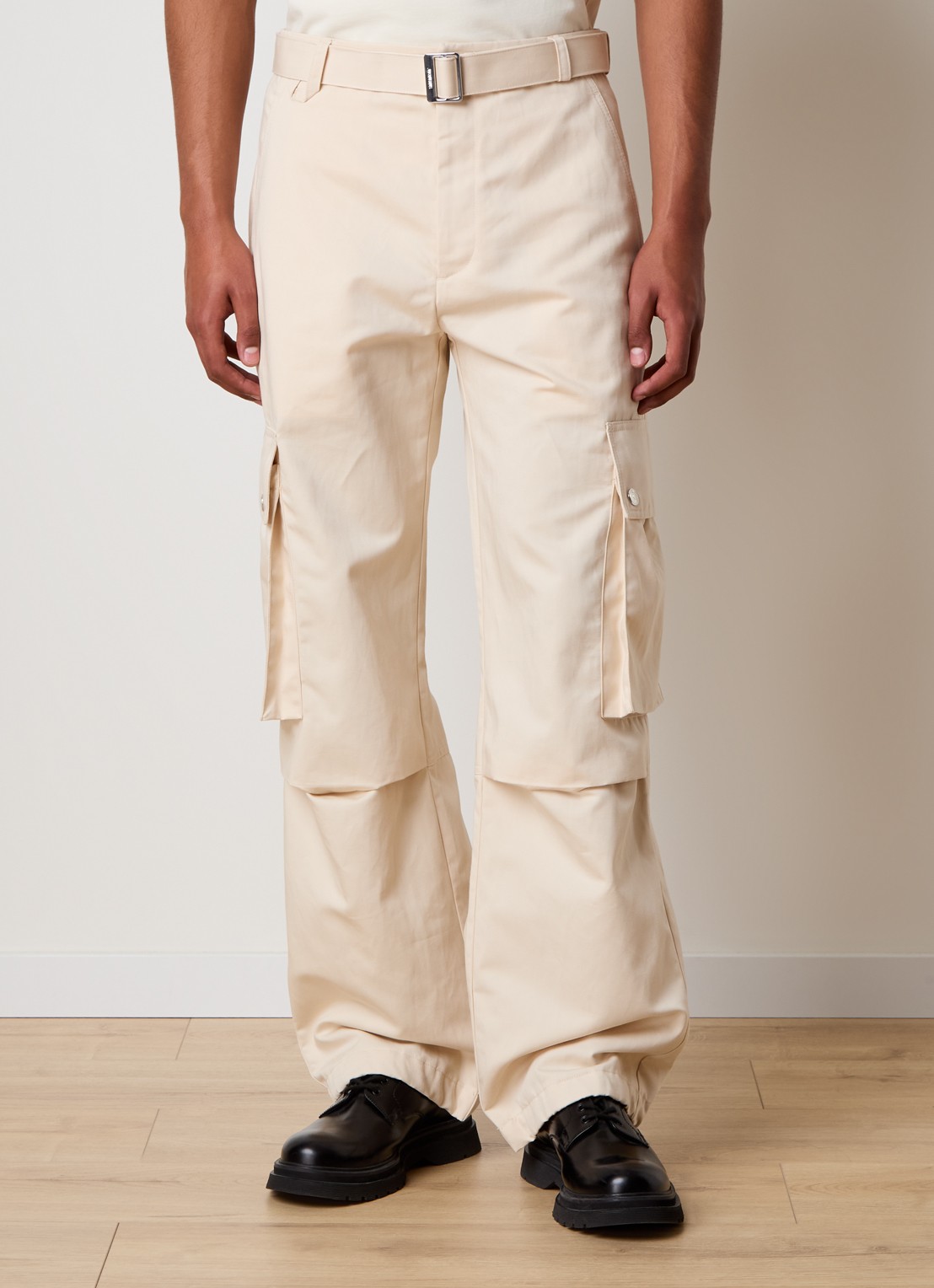 Jacquemus Loose fit cargobroek in linnenblend met ceintuur - detail 3 beige