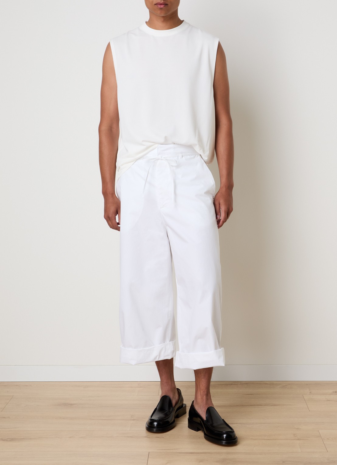 Jacquemus Marin loose fit broek met strikceintuur - voorkant 6 wit
