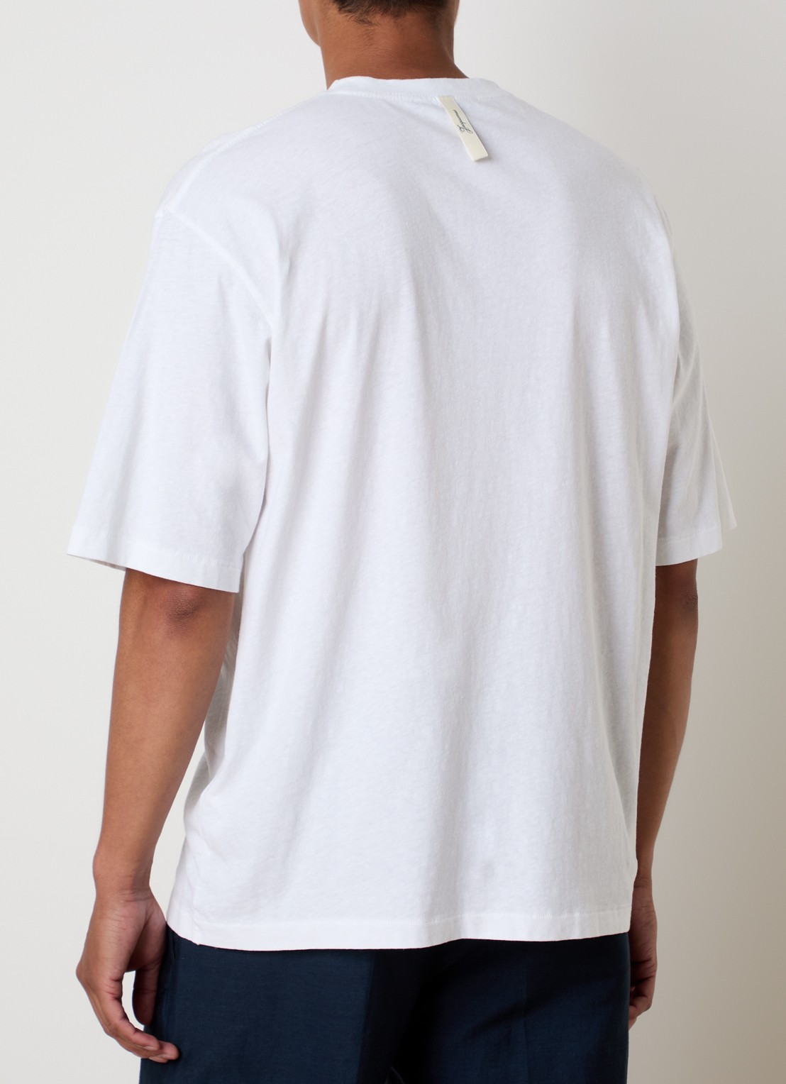 Jacquemus Melo regular fit colbert in linnenblend - achterkant 5 donkerblauw