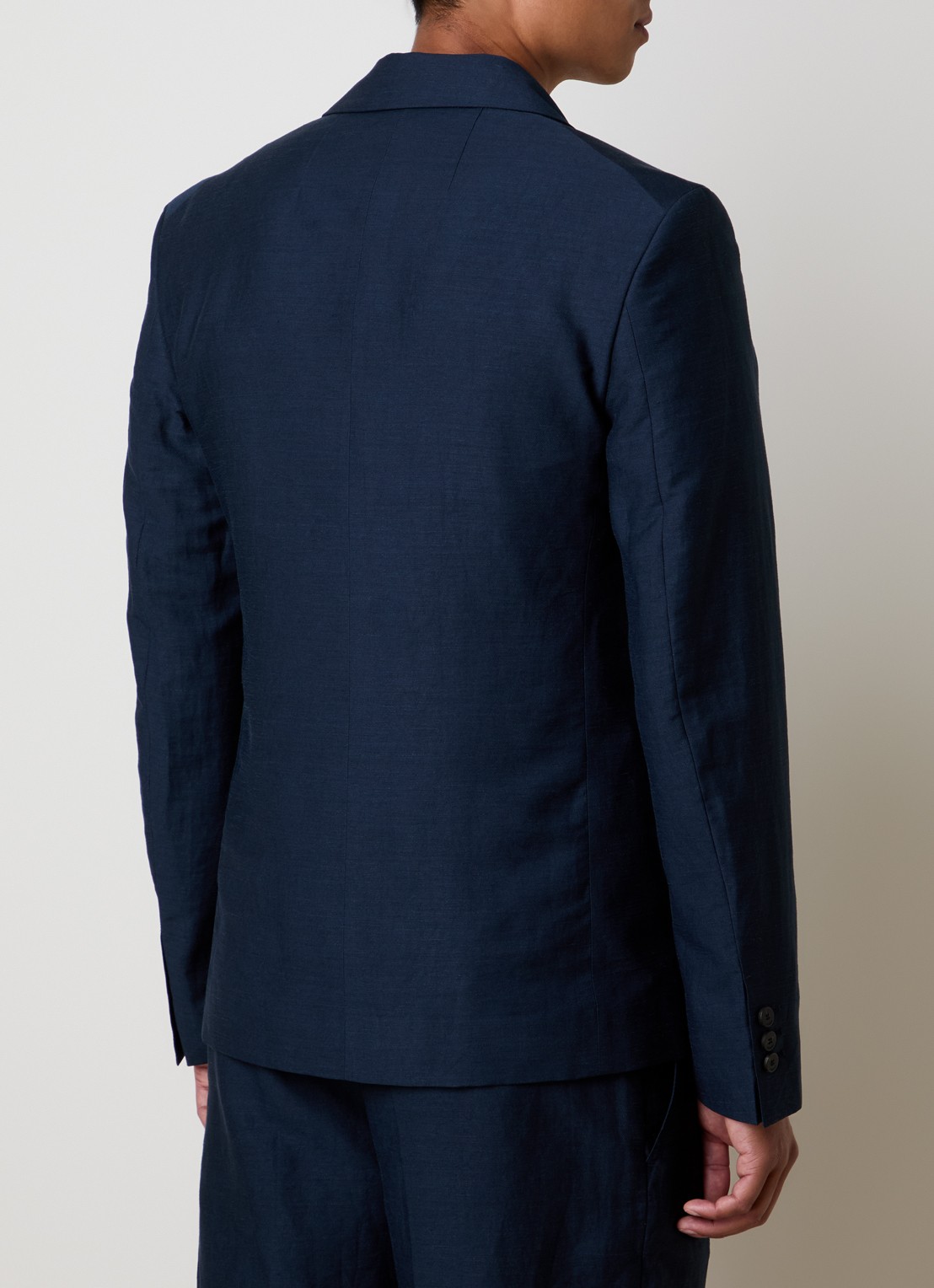 Jacquemus Melo regular fit colbert in linnenblend - achterkant 3 donkerblauw